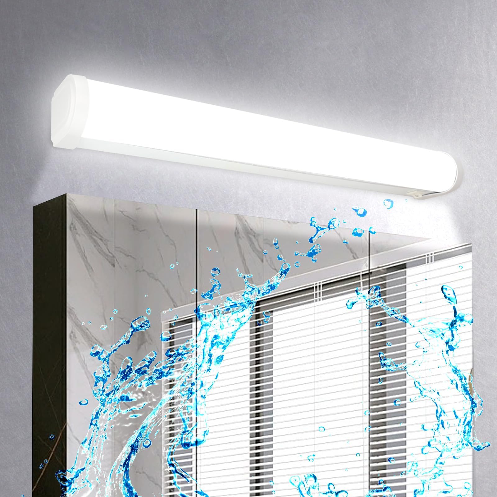 Modern LED Vanity Lights 24 Inch Bathroom Light Fixture 12W IP44 Over Mirror Lighting Indoor Wall Lamp 6500K White Light T8 Waterproof Tube Light with Switch for Makeup Dressing Table Washroom