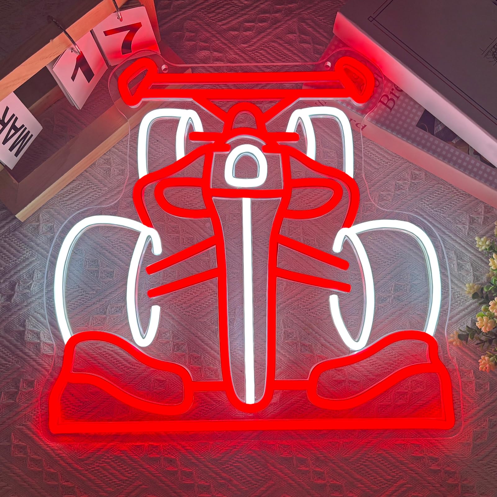 Neonowy znak samochodu sportowego, fajny samochód, dekoracja ścienna, zasilane przez USB, ściemniane, neonowe światła, akryl, do sypialni, pokoju gier, garażu, męskiej jaskini, prezenty urodzinowe