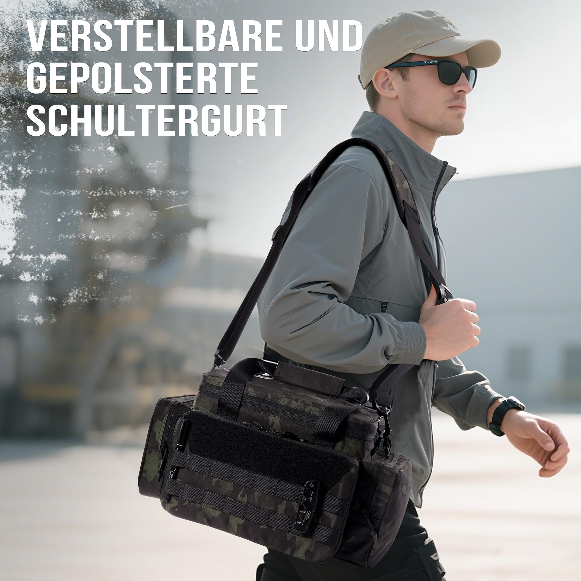 OneTigris Range Bag, torba policyjna, torba taktyczna, torba na broń do polowania, strzelnicy, wędkarstwa, wędrówek, aktywności na świeżym powietrzu, Camo czarny, 45cm x 25cm x 23cm, Sportowy
