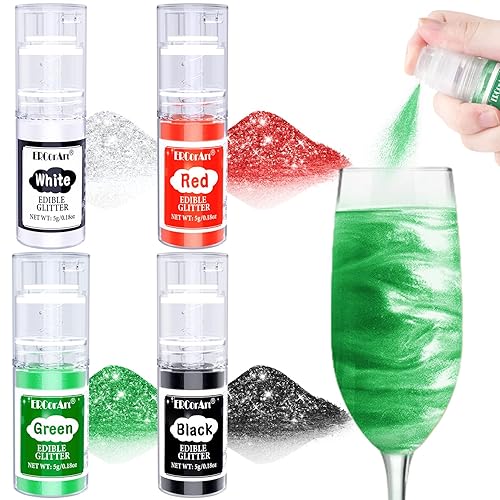 Miniatura 7 de Spray comestible de purpurina  Purpurina comestible de 4 colores para bebidas, polvo comestible de grado alimenticio, purpurina brillante para