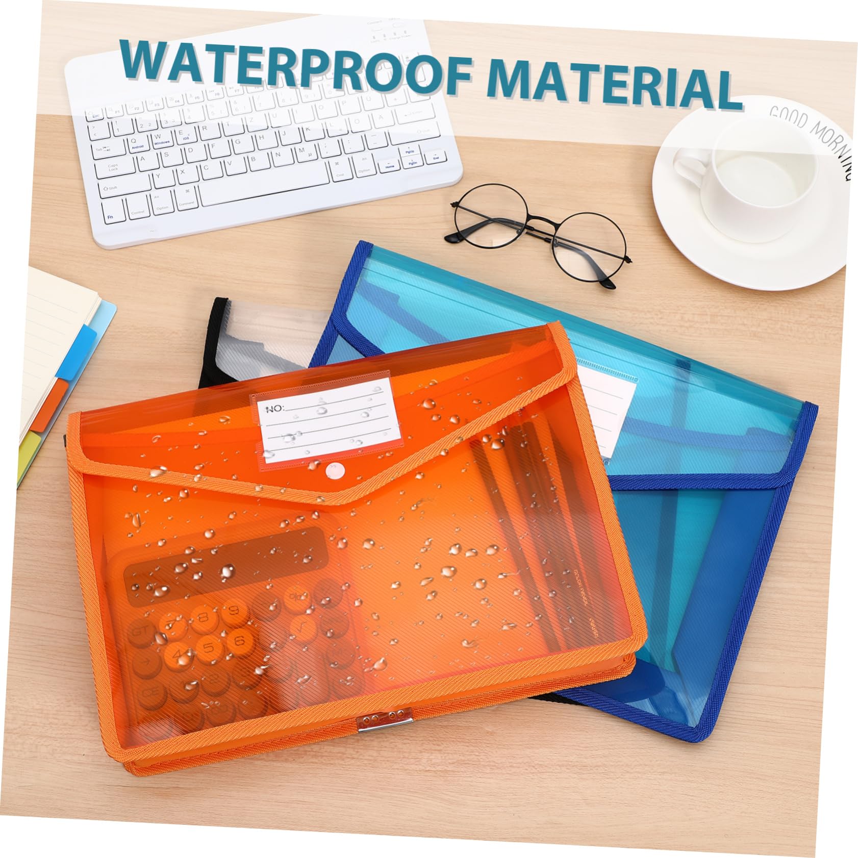 7pezzi Buste in Plastica Trasparenti con Bottone Formato Organizer per Documenti Buste per File per Ufficio Scuola e Uso Domestico