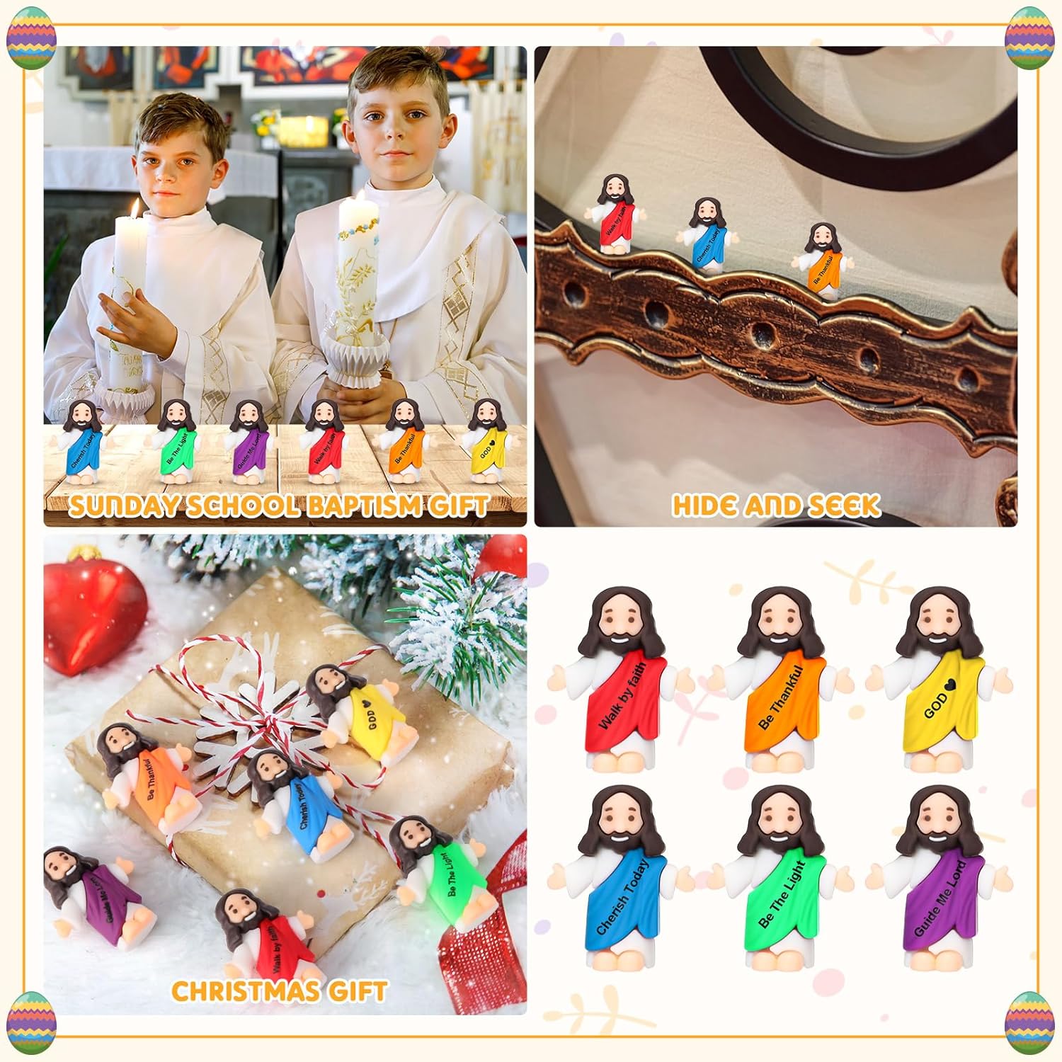 Barydat 25 Pcs Mini Jesus Figurines Bulk Tiny Easter Jesus Toys Little Figures Miniature Doll to Hide and Seek Religious Party Favors Sunday School Baptism Gift Church Events