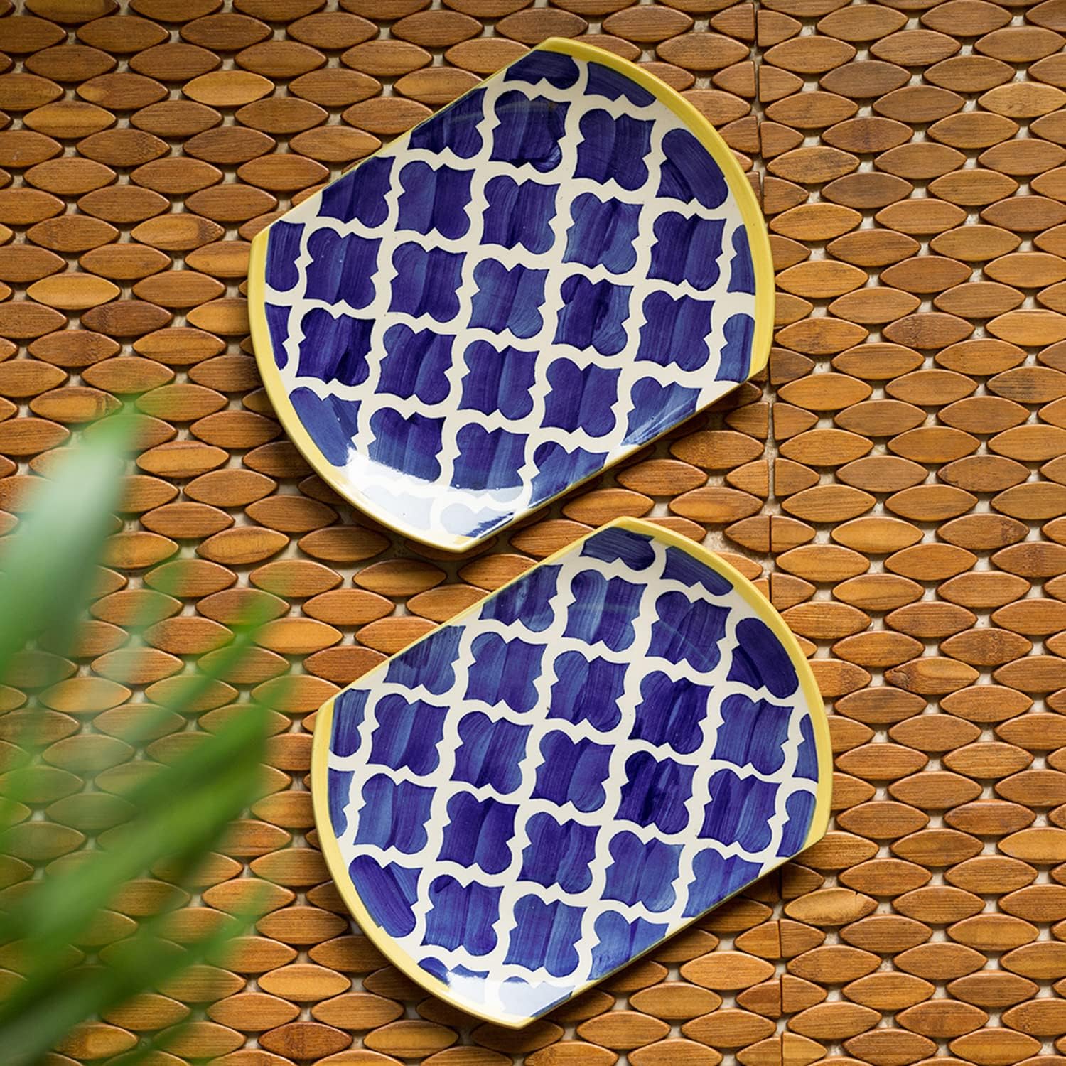 ExclusiveLane 'Moroccan Platter Pair' Ceramic Dinner Plates Set of 2 Ceramic Plates For Dinner (10 Inch, Microwave Safe Plates & Dishawasher Safe) |Dinner Plates Ceramic Plates Set of 2 Serving Plates