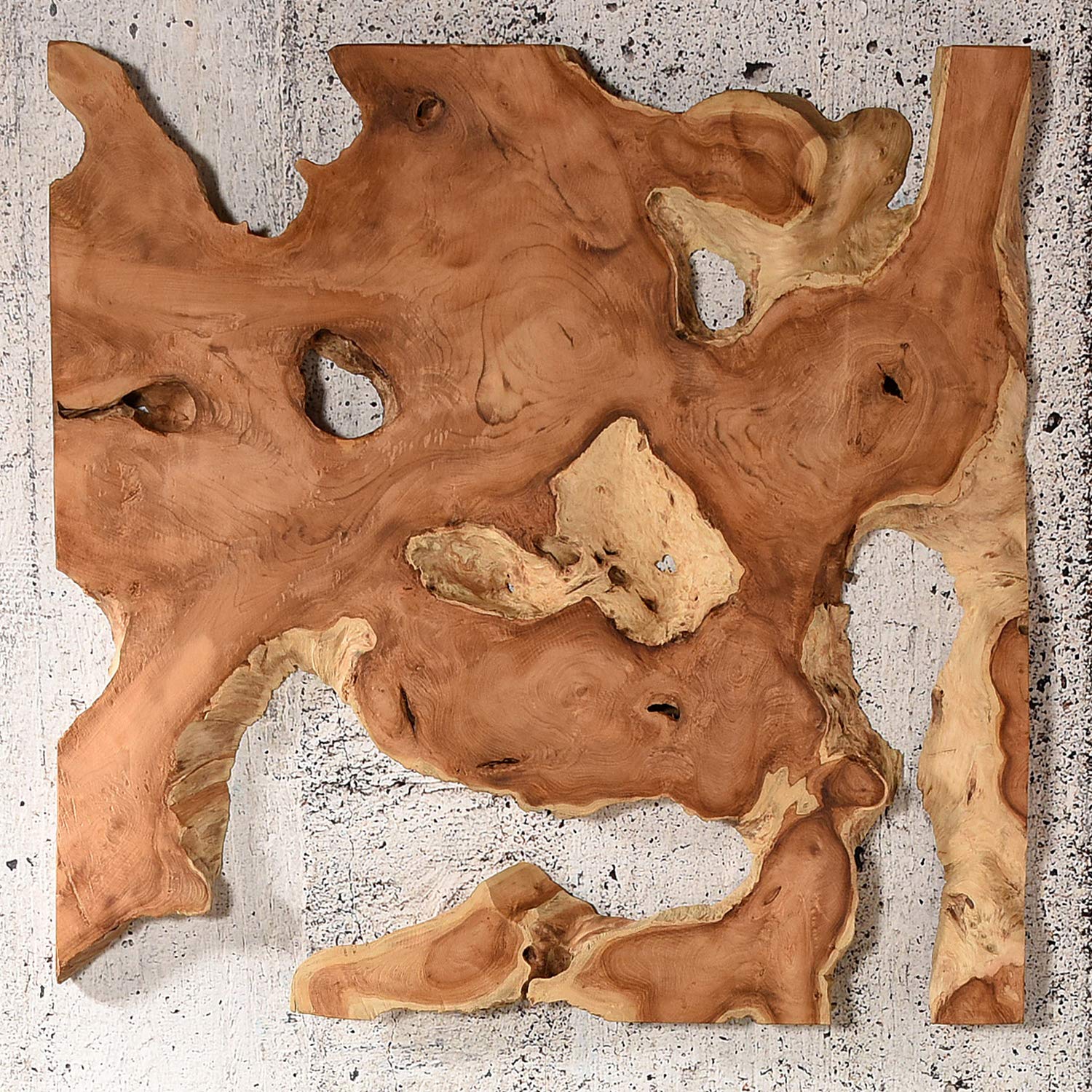 Vakarua Teakholz Wandbild 80x80 Kinada Wurzelholz Holzbild Treibholz Wanddeko Groß