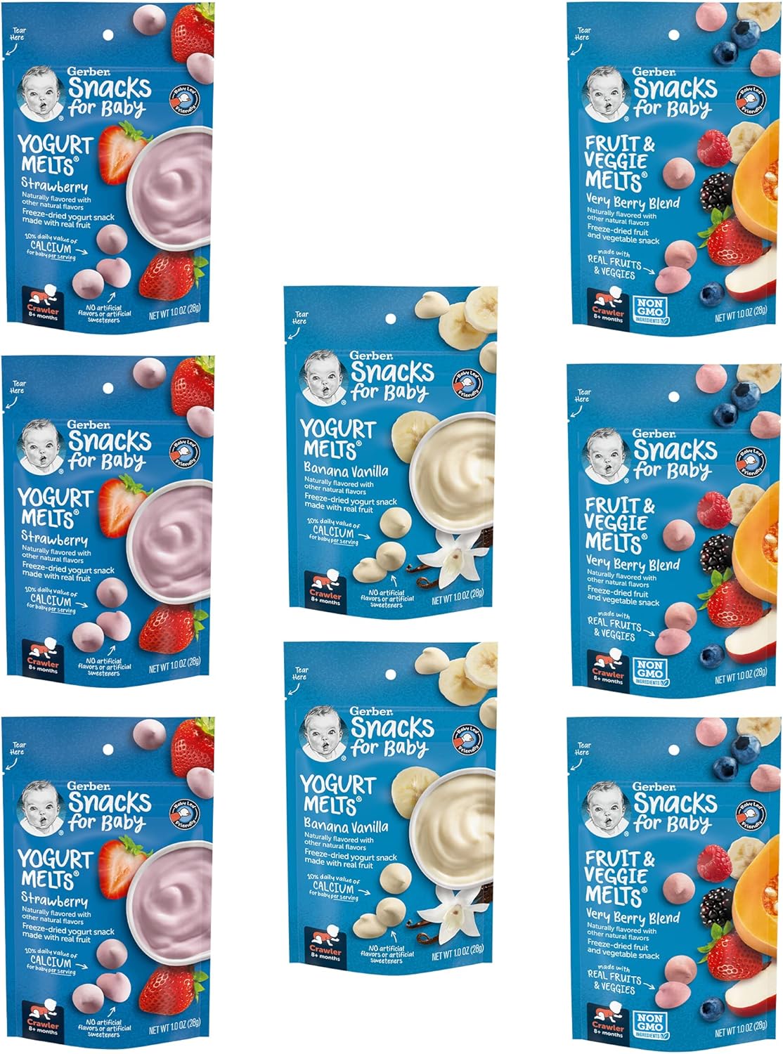 Gerber Up Age Yogurt Melts & Fruit & Veggie Melts Assorted Variety Pack