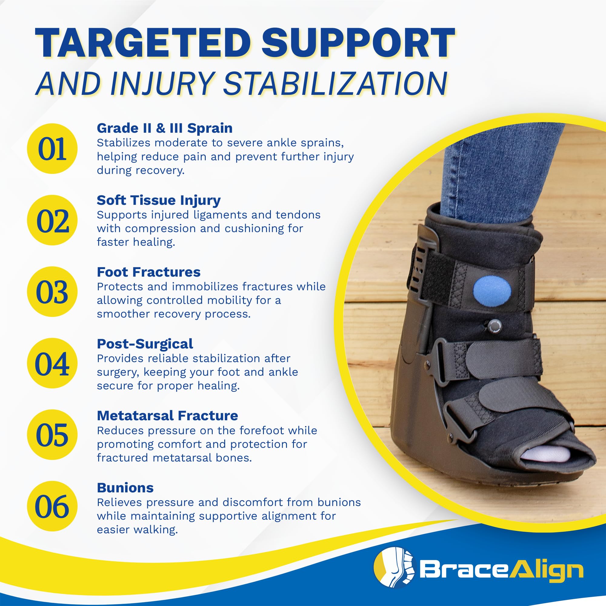 Brace Direct Botas cortas para fracturas de tobillo o pie, esguinces de tobillo y protección contra lesiones y estabilización de fracturas