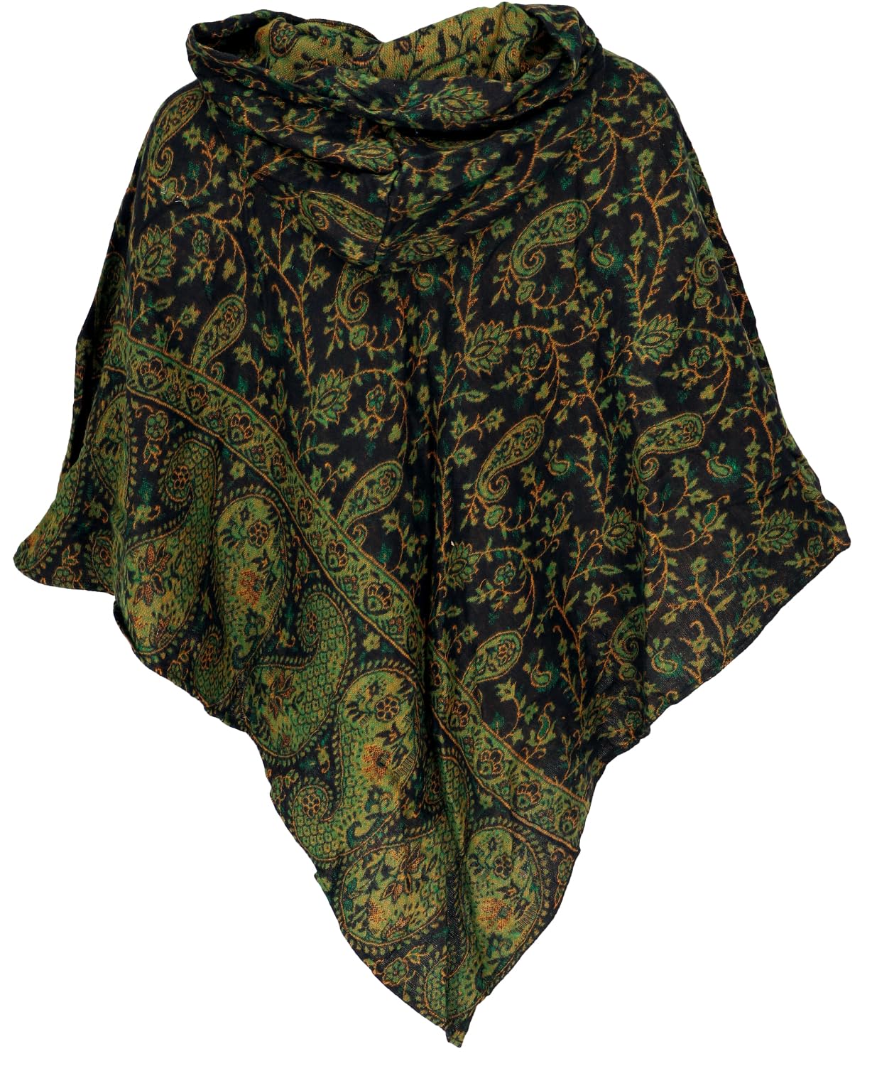 GURU SHOP Flauschiger Poncho mit Kapuze, Goa Hippie Boho Poncho, Damen