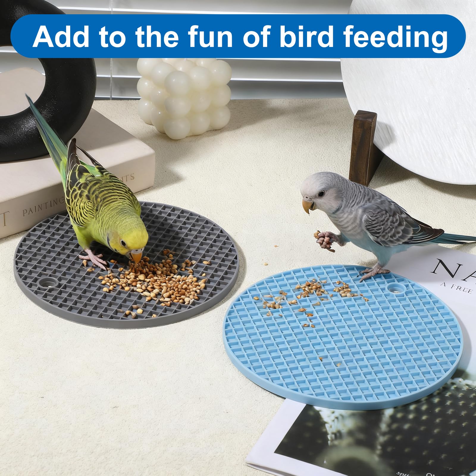 2 PCS Bird Foraging Toys, Soft Bird Slow Feeder Mats, Silicone Bird Foraging Mat, Interactive Foraging Birds Toys for Parakeet, Cockatiel, African Grey, Conure, Budgies - image 5