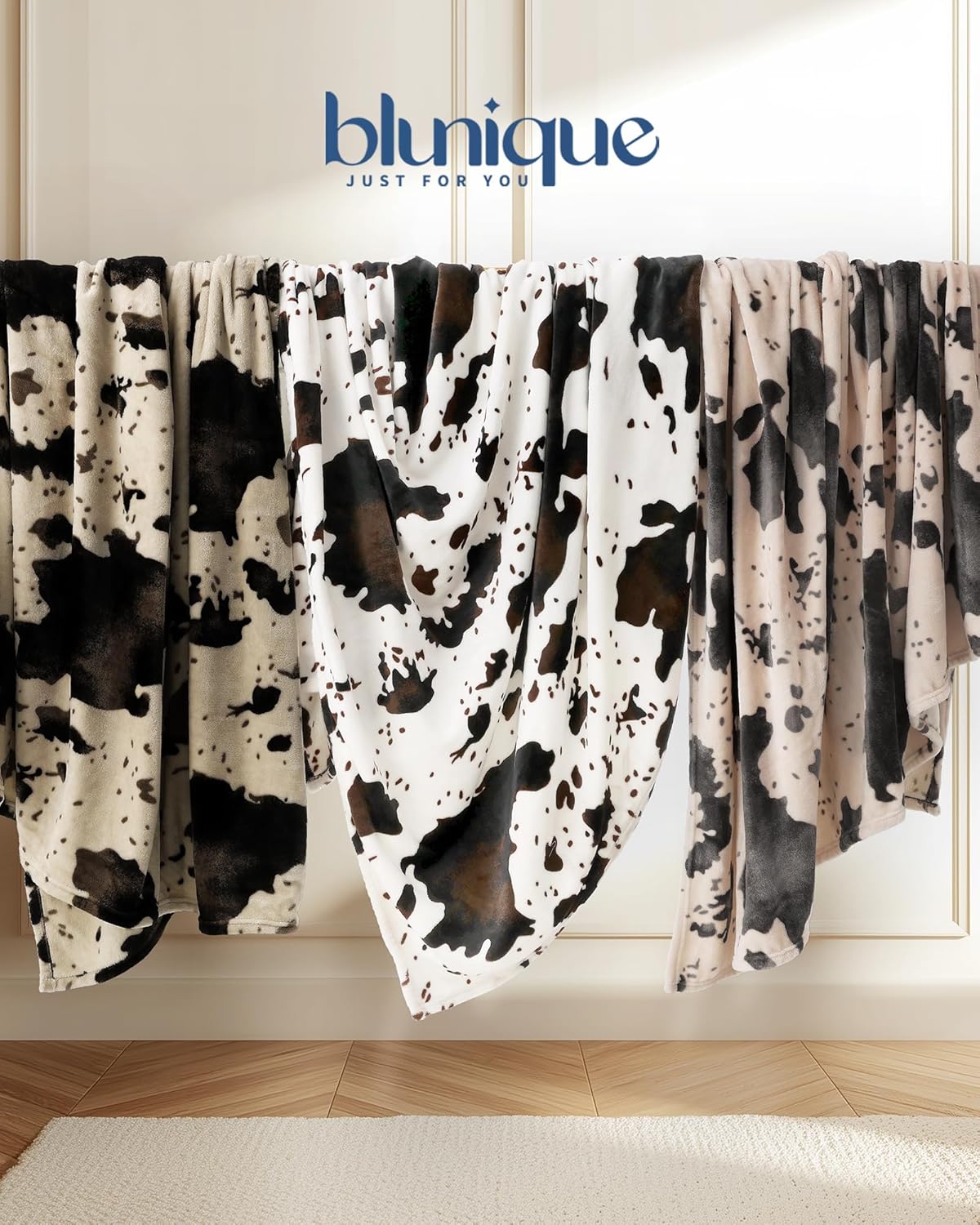 Cow Print Blanket Ultra Soft Flannel Throw Blanket for Couch Bed, Cute Cozy Lightweight All-Season Fleece Blanket, Gift for Women & Girls, 50×60 Inches Black & White - Image 7