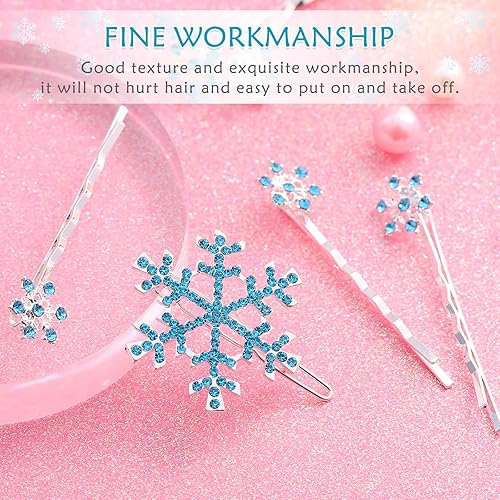 Miniatura 8 de Lurrose 6 horquillas de copo de nieve con cristales Bobby Pins Rhinestone Bridal Hair Clips pasadores para boda baile fiesta
