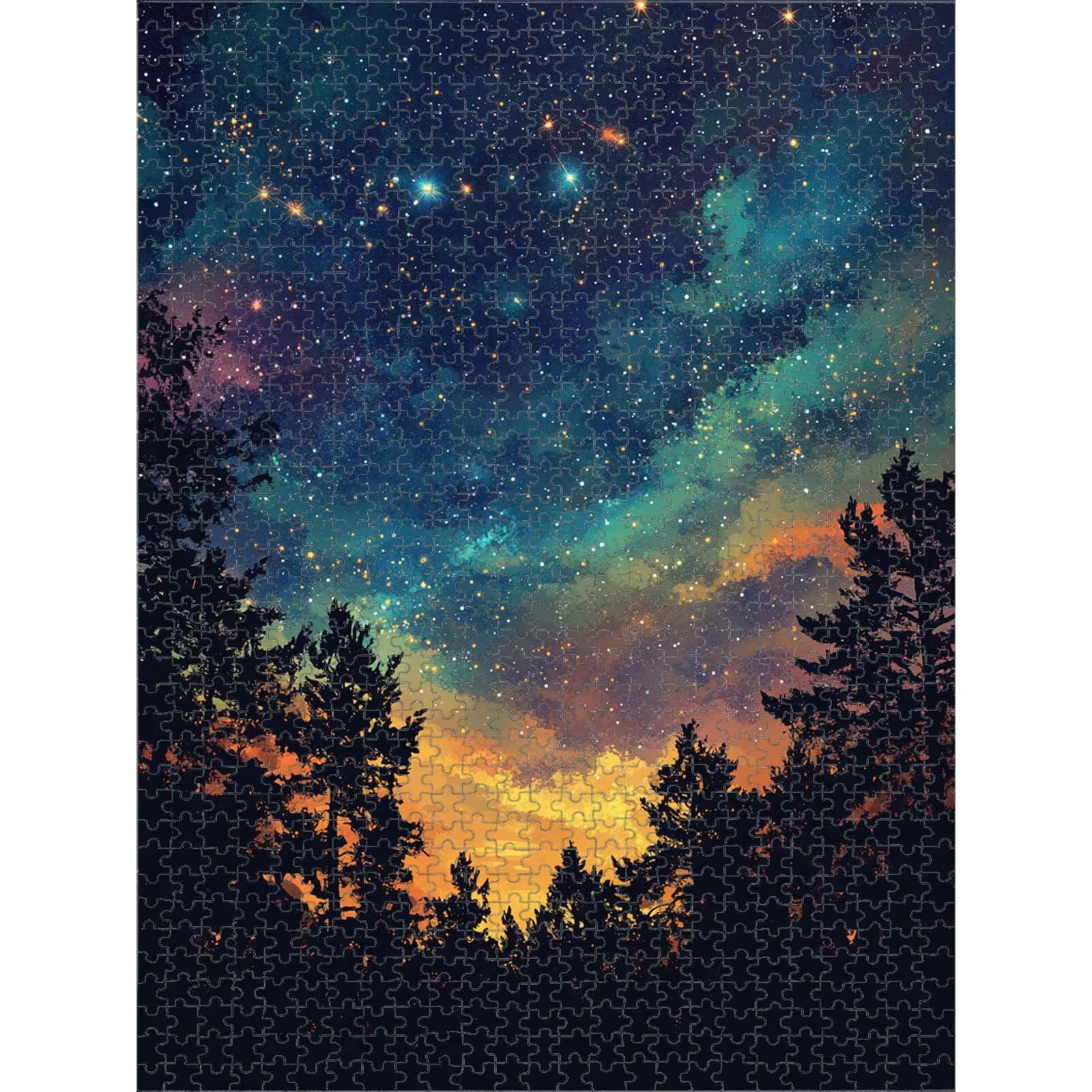 2000 Pezzi Puzzle Adulti Cielo stellato & Albero Decorazione Murale 1T#2165 | Puzzle in Legno, Tagliati con Precisione, Inchiostro dai Colori Vivaci, Hobby Statico, Decorazione per Casa, Regalo, 75x105cm