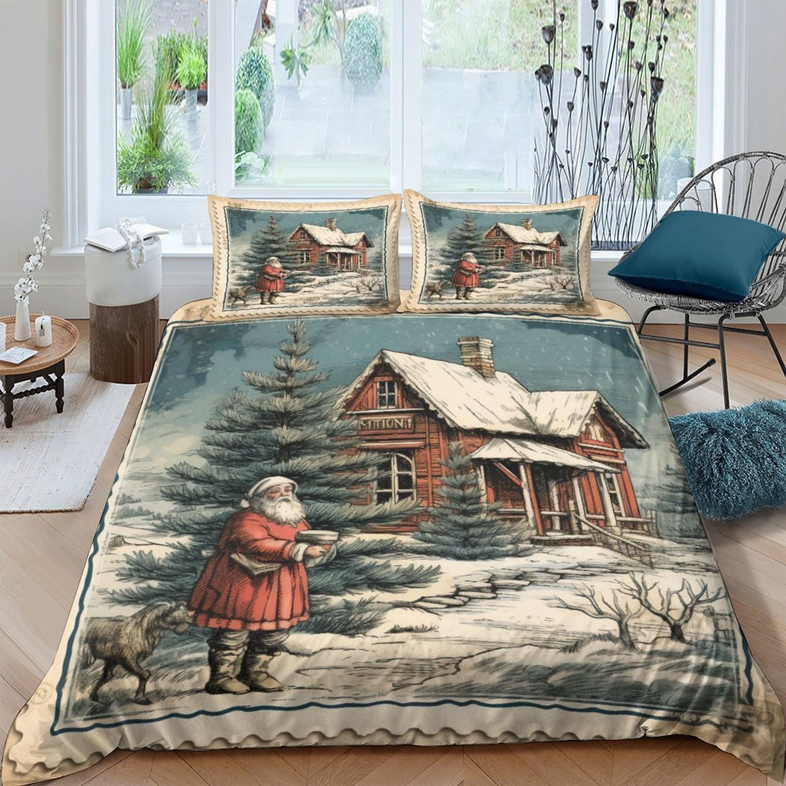 Parure de lit Noël vintage microfibre pour des nuits féeriques