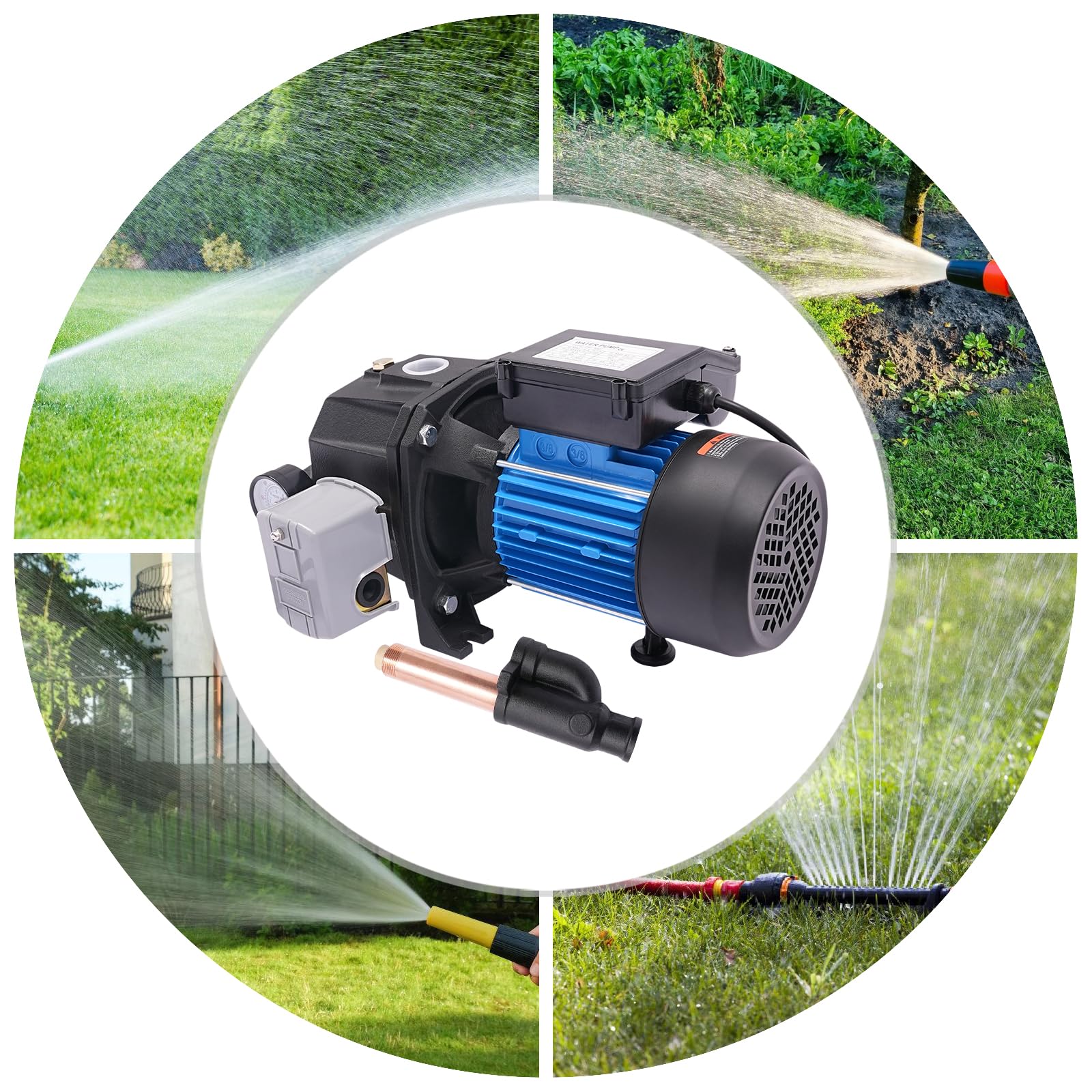 1 HP Shallow/Deep Well Pump with Ejector Kit - Cast Iron Jet Water Pump, Well Depth Up to 26ft or 82ft, Automatic Pressure Switch, 110V Water Transfer Pump for Farm Lawn Garden