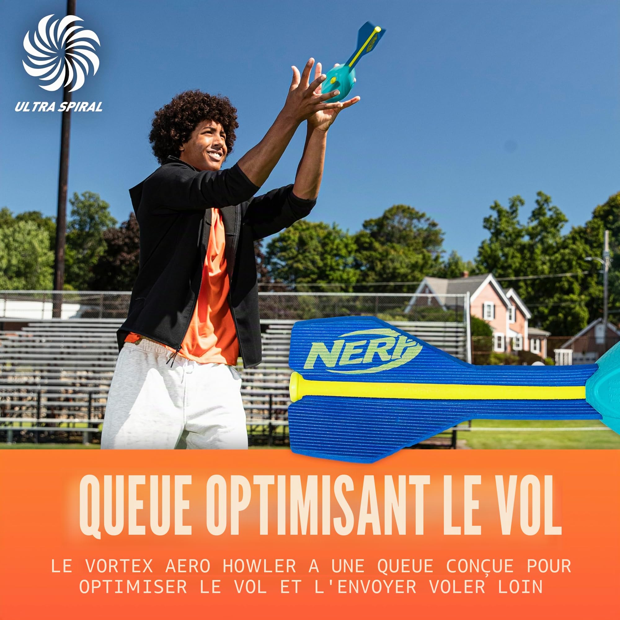 Nerf Vortex Aero Howler Ballon de Football en Mousse à Lancer Longue Distance, sifflet intégré, poignée Douce, Bleu Nerf Vortex Aero Howler Ballon de Football en Mousse à Lancer Longue Distance, sifflet intégré, poignée Douce, Bleu