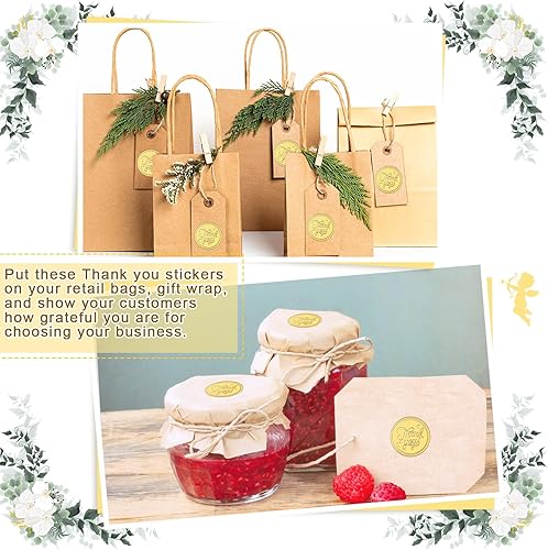 Miniatura 6 de Seajan 500 calcomanías en relieve de oro con texto en relieve vintage para sobres, autoadhesivas, papel de aluminio redondo, suministros de tarjetas