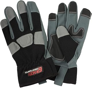 Heavy Duty Gardening Work Gloves – Flexible Light Weight Work Gloves – Synthetic Full Finger Leather Gardening Gloves, Anti-Slip Palm, Maximum Performance Tool Handling Gloves, Velcro Strap Wrist