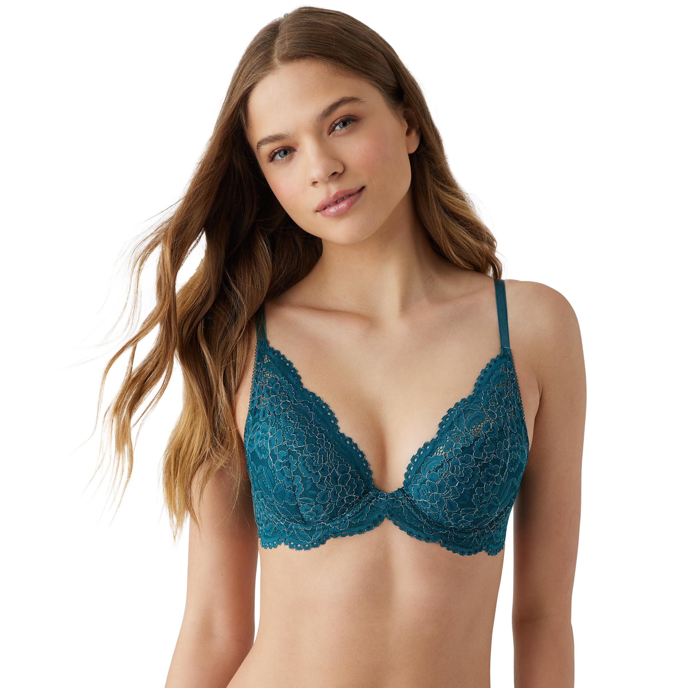 b.tempt'd Womens Ciao Bella Lightly Padded Lace Plunge Contour Bra, 953344, Spruced-up, 32DD