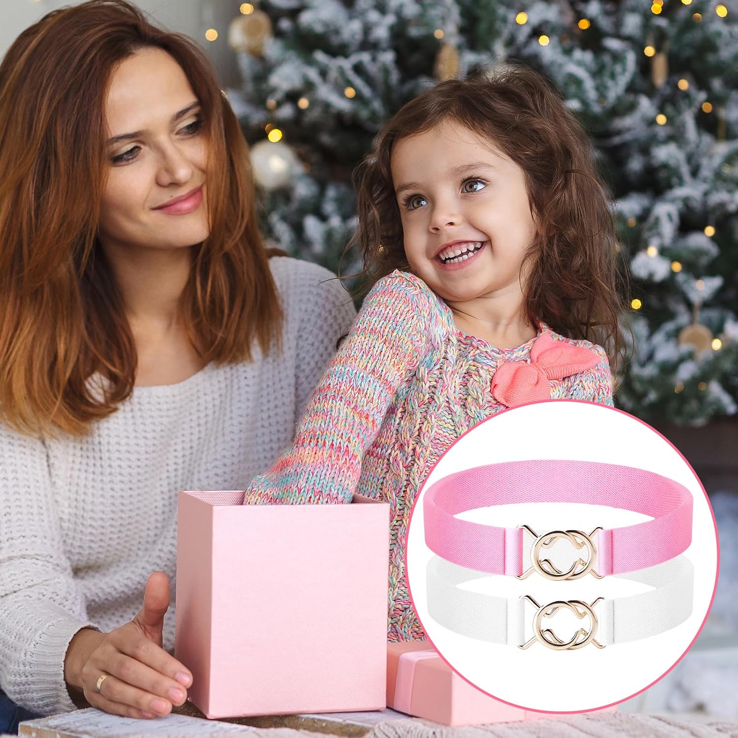 Elastic Belts with Metal Buckle,Adjustable Cute Stretch Waist Belt Women,Waist Belts for Jeans Dress - Image 5