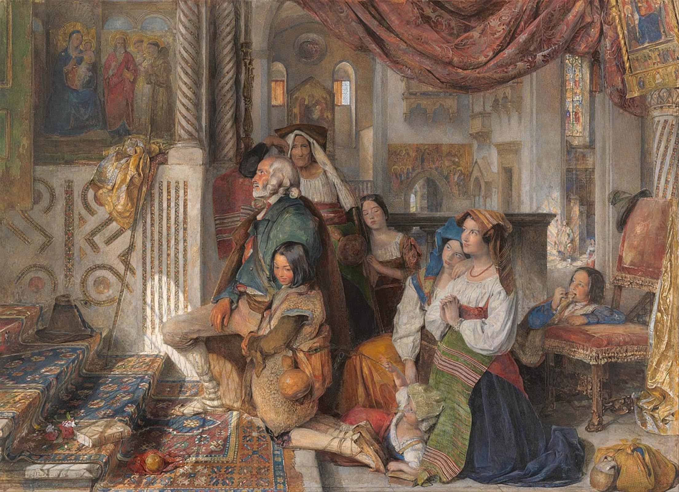 ARTXLXXBN Famous Painting Canvas Artwork Graffiti Print Roman Pilgrims by John Frederick Lewis Portrait Canvas Image for Home Decor 60x90cm