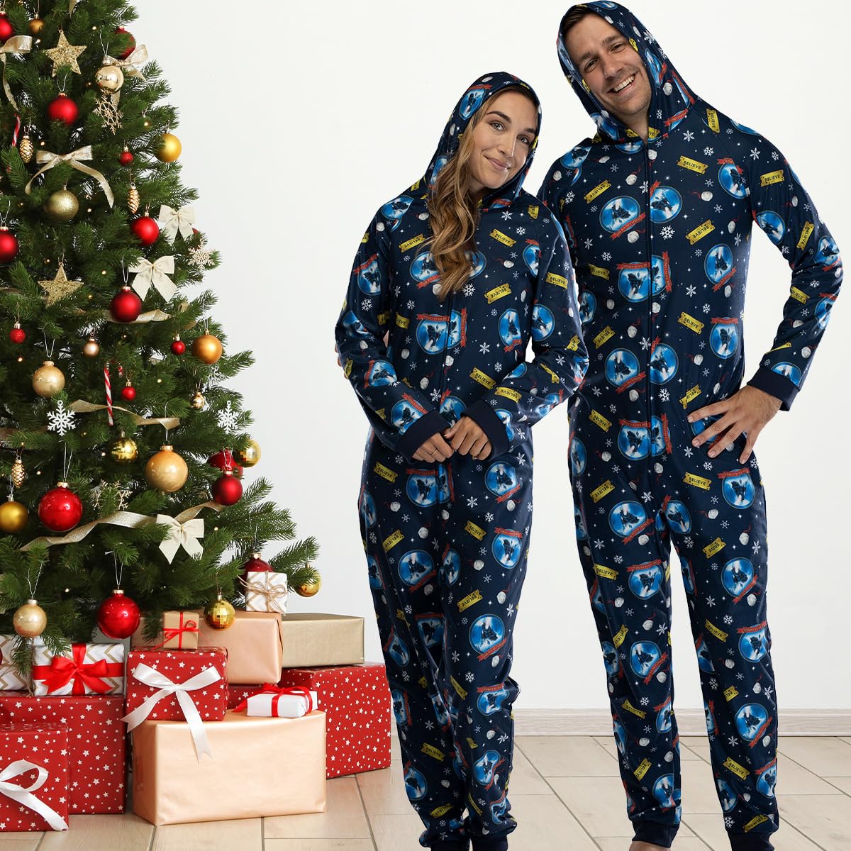 INTIMO Polar Express Adult Believe Jednoczęściowy strój do spania bez stóp dla mężczyzn i kobiet