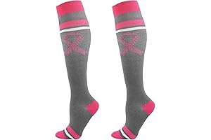 Junely Women's Breast Cancer Knee High Compression Socks for Nurses