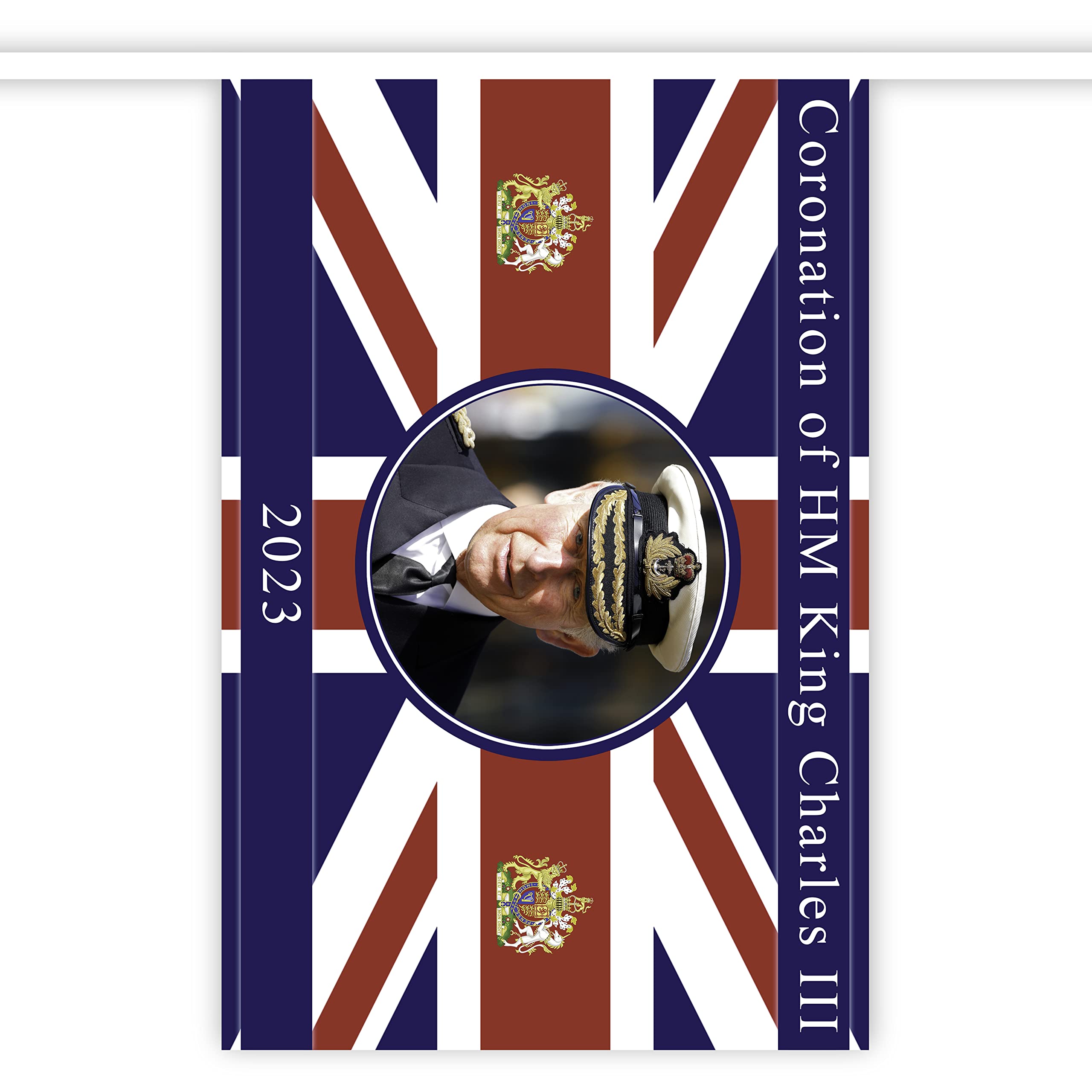 Large Polyester 20m/66ft Bunting King Charles III Portrait 48 Union Jack Flags King's Coronation Celebration Banner Royal Family UK British Street Party Decoration - Image 2