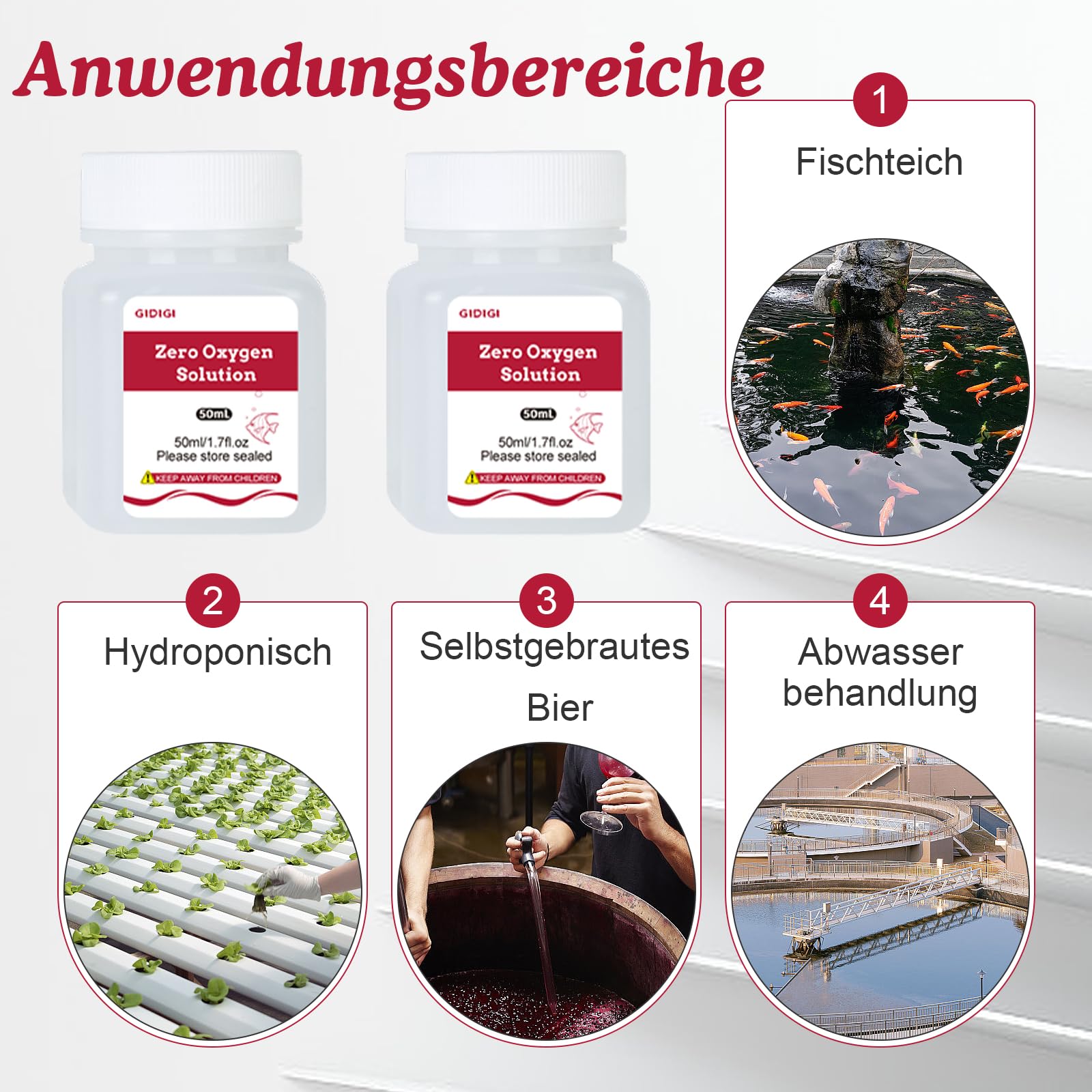 Null-Sauerstoff-Kalibrierlösung für Sauerstoffmessgeräte, 4 Flaschen à 50 ml Null-Sauerstoff-DO-Standardlösung, geeignet für alle Sauerstoffmessgerätemarken