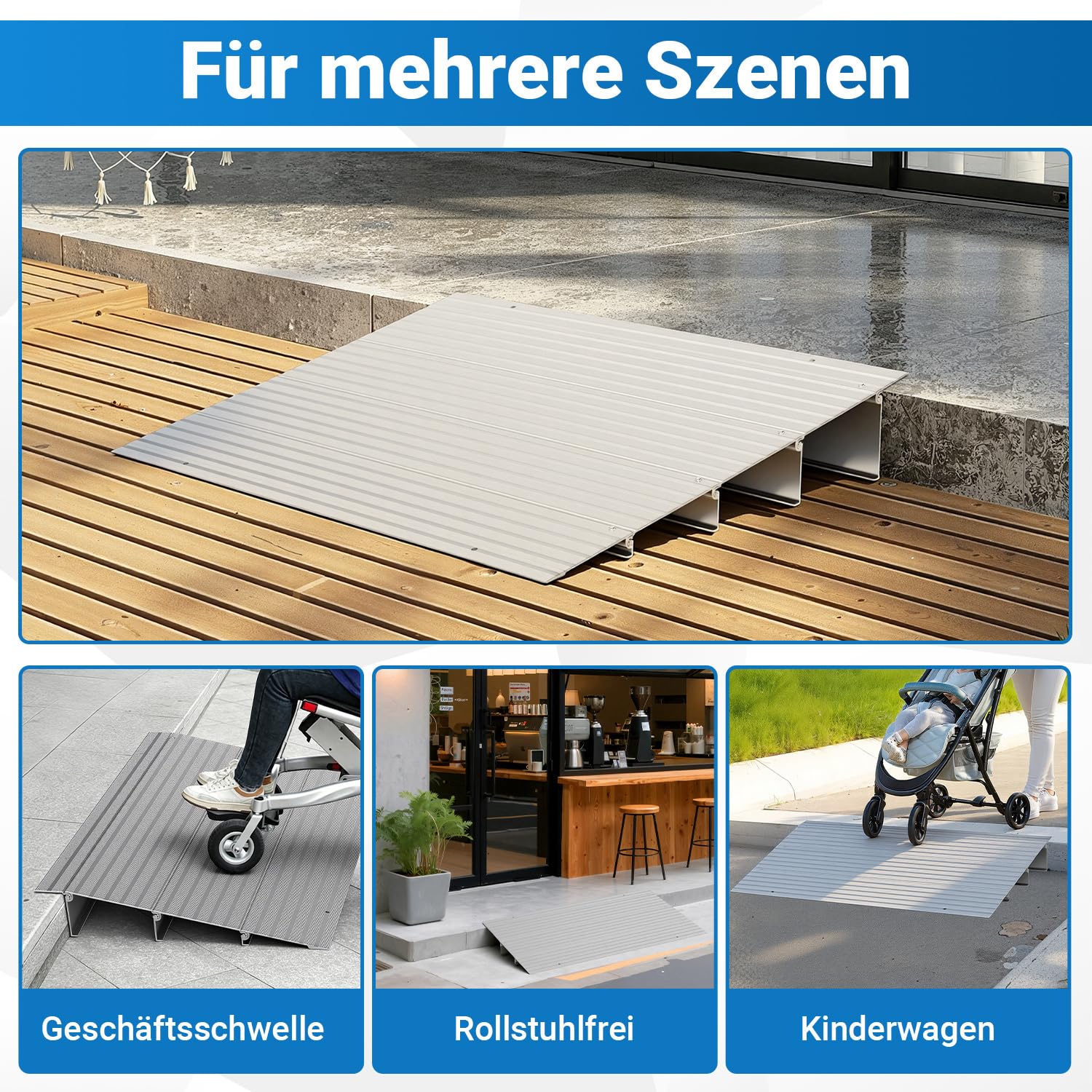 Rampa de Aluminio 86,4 x 18,3 x 2,5 cm, rampa Modular con Superficie antideslapante, Ajuste Ajustable y Fuerza de Soporte de 360 kg