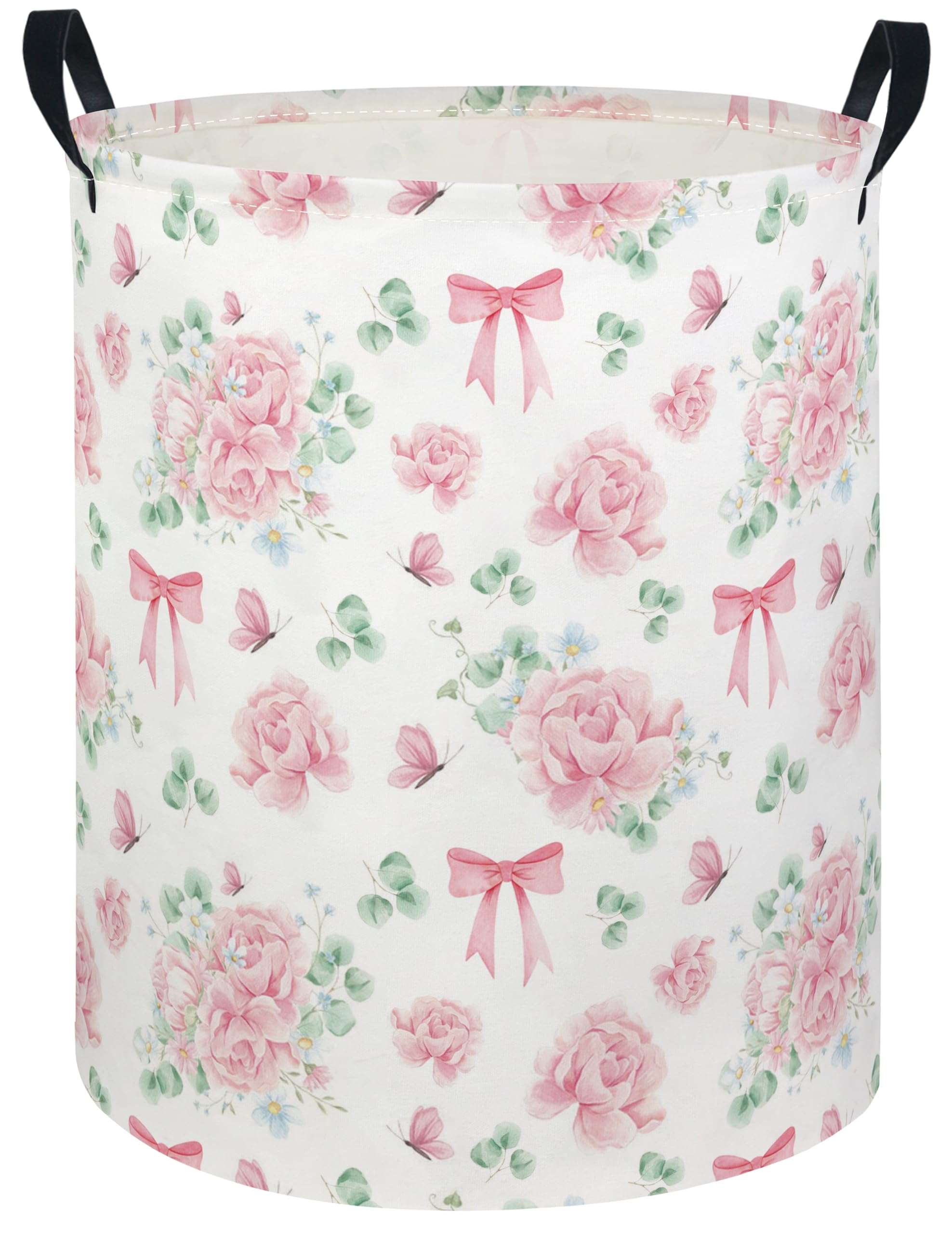 Baby Laundry Hamper kids laundry Basket Waterproof Laundry Bag for Bedroom Clothes Organizer Room Décor(Bowknot Flower)