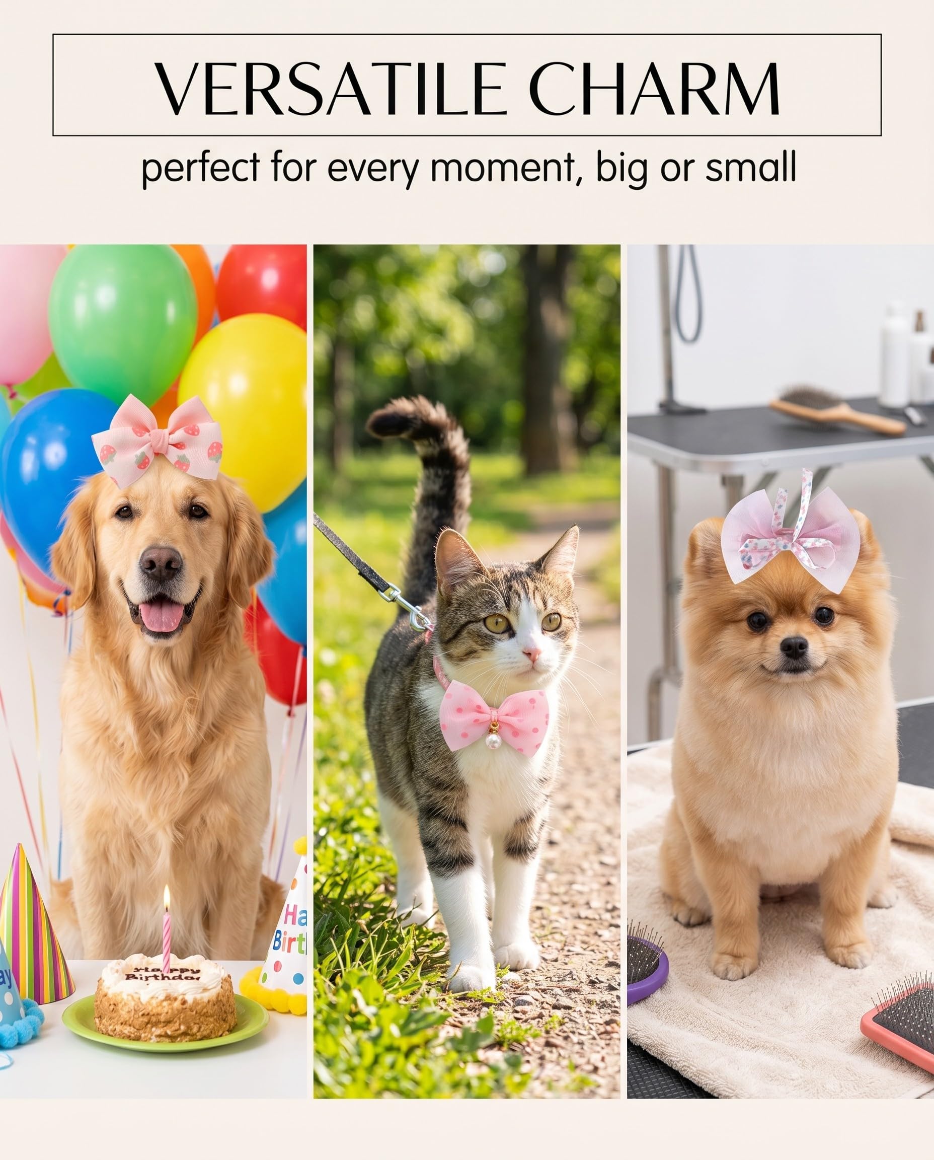 Fiocchi per Cani & Gatti, 10 Pezzi Rosa in Plastica. Leggeri Fermagli per Cuccioli con Presa Sicura – Ideali per Toelettatura, Feste, Servizi Fotografici & Charme Quotidiano.