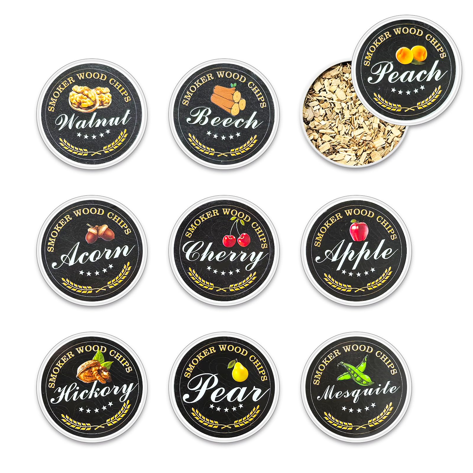 9PCS Cocktail Smoker Wood Chips Whiskey Smoking Flavors Variety for Drinks