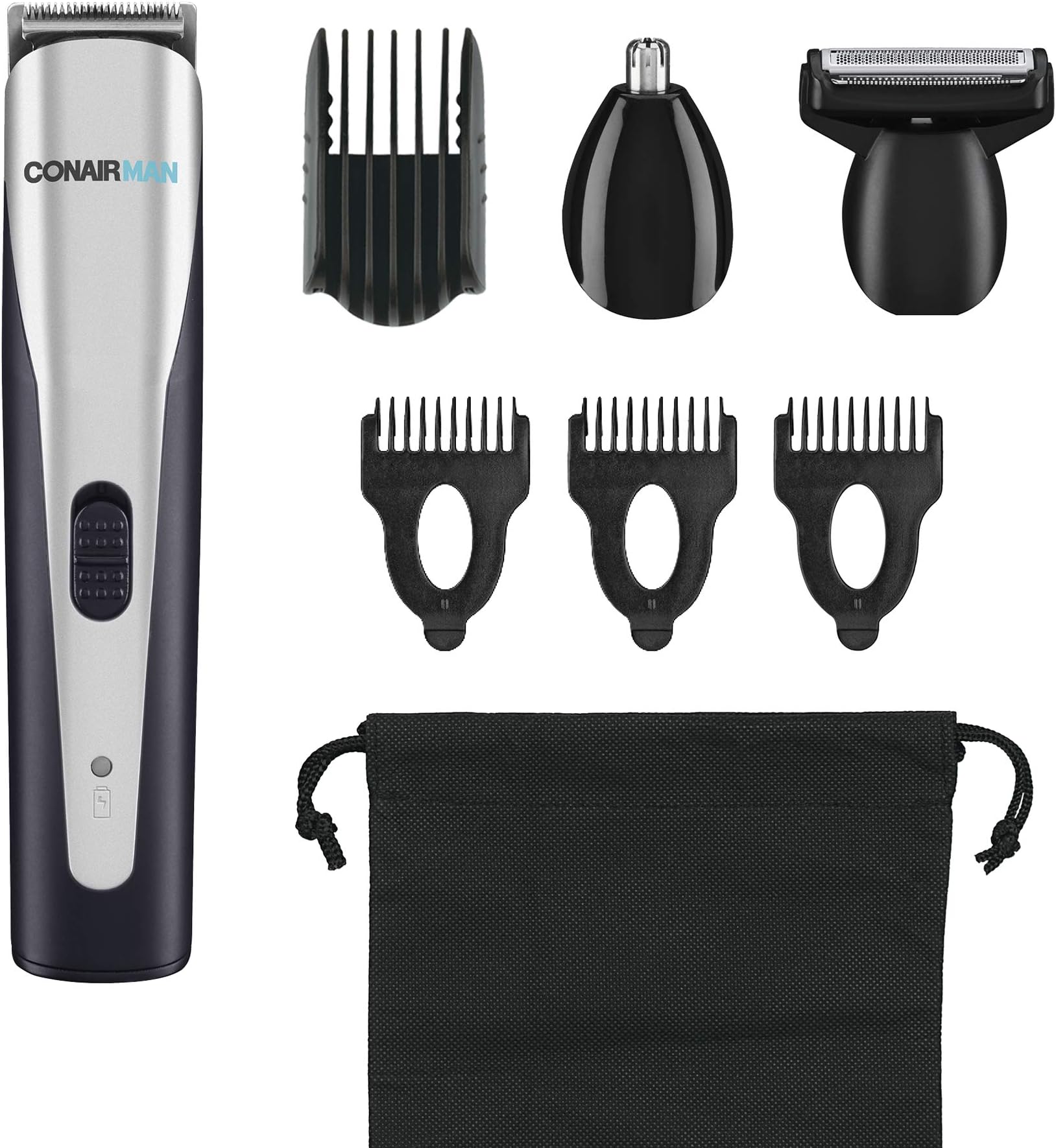 ConairMAN All-in-One Beard Trimmer for Men, For Body, Face, Ear and Nose Hair Trimmer, 8 piece Men's Grooming Kit, Lithium Battery-Powered