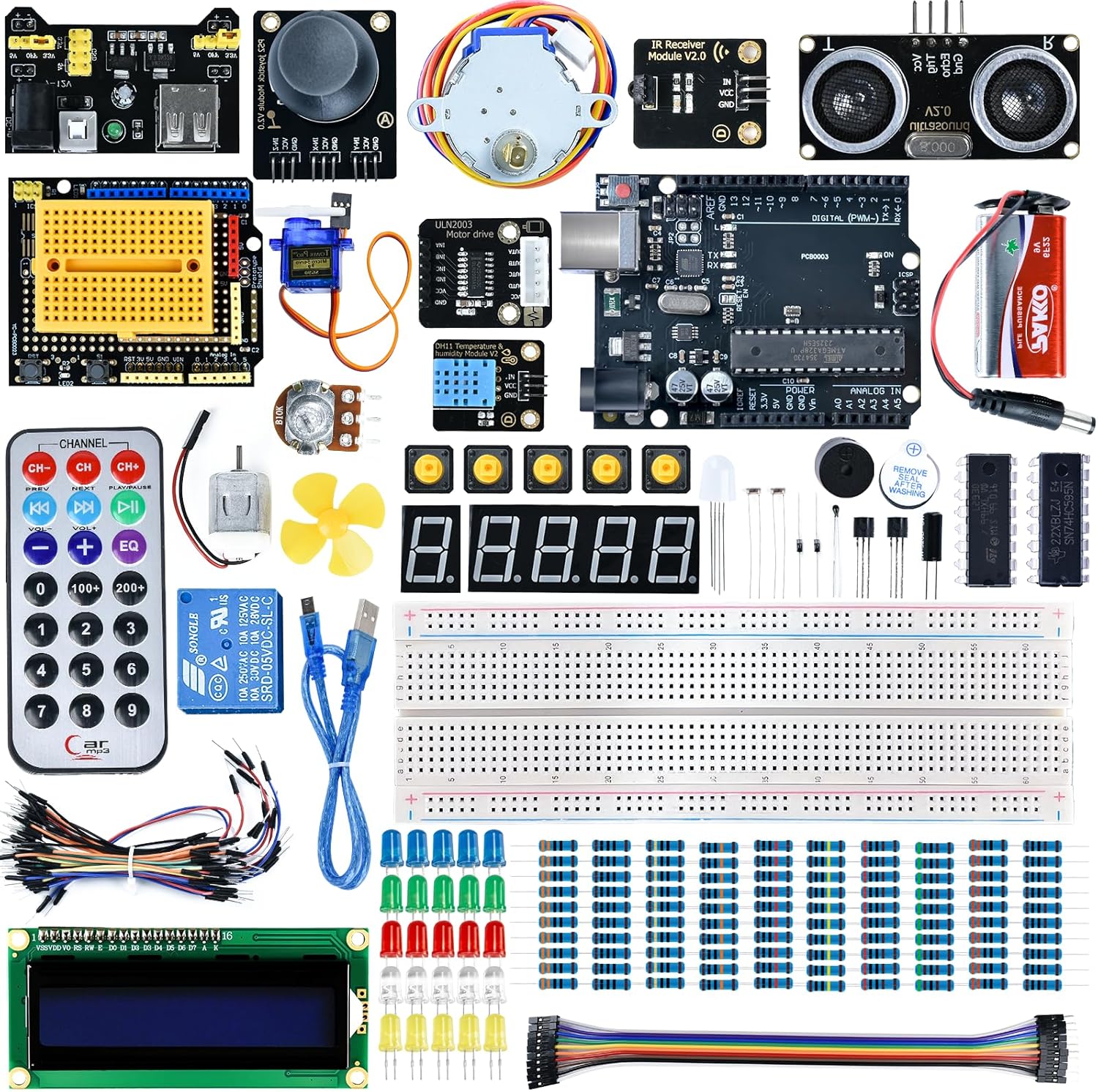 Super Starter Kit for Adults and Schoolchildren Compatible with Arduino IDE, Includes UNO R3 Board and Tutorial Includes Breadboard & Module Kit