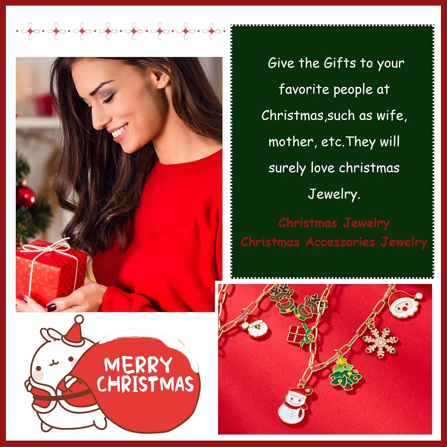 Frodete Christmas Necklace for Women Festive Enamel Dangle Pendant Chain Cute Santa Claus Snowman Xmas Tree Holiday Costume Accessory Stocking Stuffers Novelty Jewelry Outfits for Women - Image 4