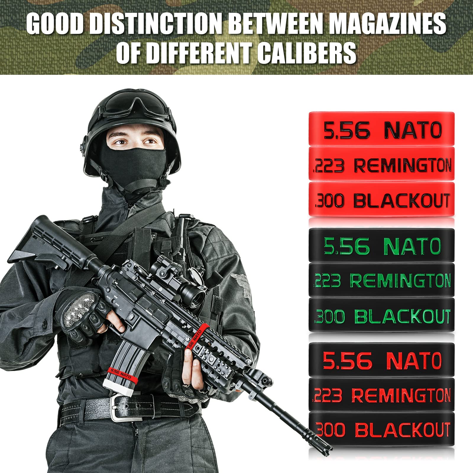 Chivao 45 Pack Magazine Marking Band 5.56, 223 REM, 300 Blackout Magazine Bands for Accessories