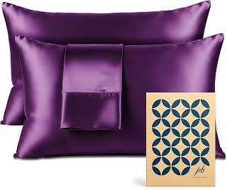 Pure Bedding Satin Pillowcase 2 Pack - King Size (20"x40", Purple) - Silky Pillow Cases for Hair and Skin - Satin Pillow Covers with Envelope Closure - Extra Soft Premium Microfiber