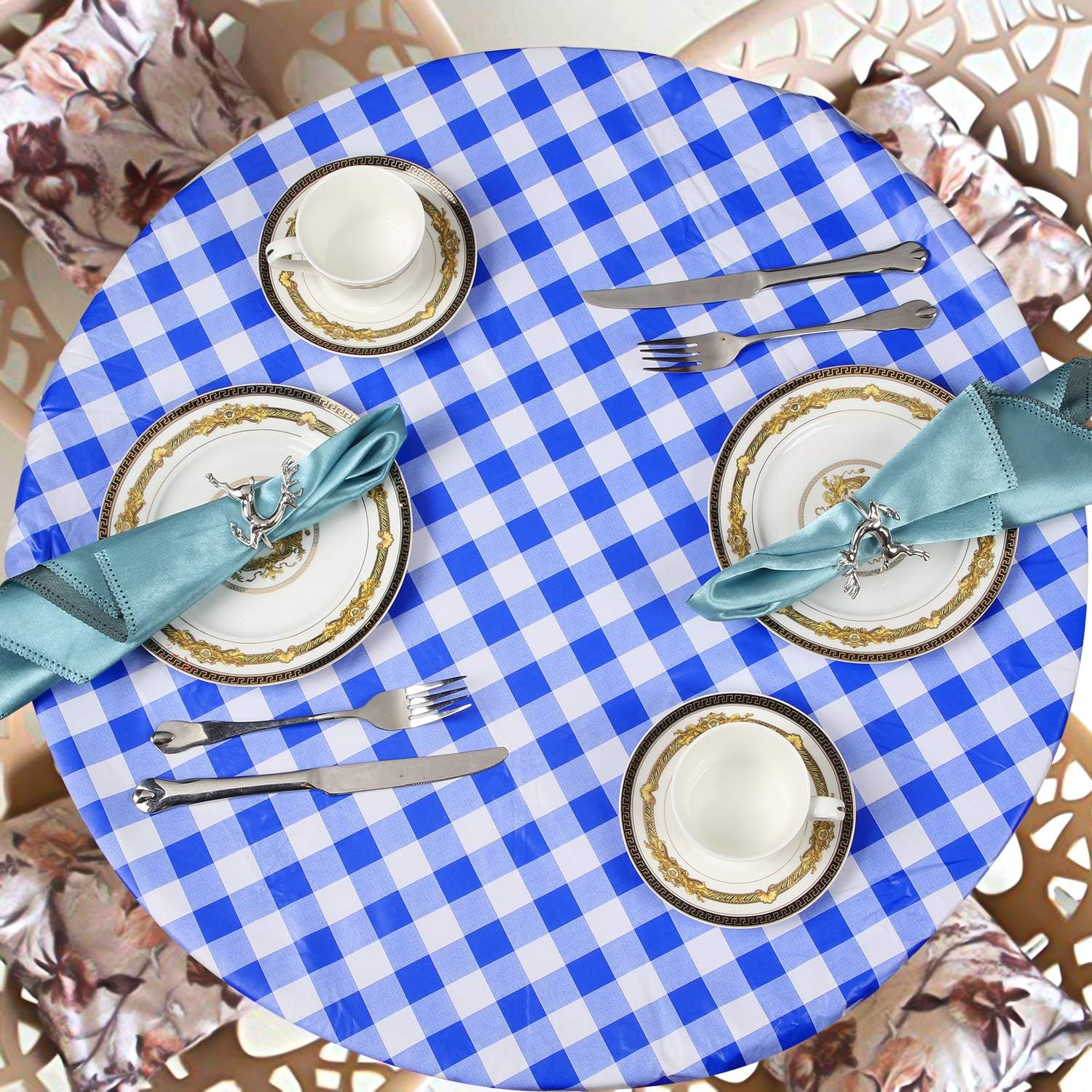 Best Cyber Deals 🔥 2 Pieces Vinyl Fitted Tablecloth Cover Checkered Flannel Table Cover Waterproof Round Table Protector Elastic Flannel Backed Tablecloth for Indoor Outdoor Use New Arrivals 2 Pieces Vinyl Fitted Tablecloth Cover Checkered Flannel Table Cover Waterproof Round Table Protector Elastic Flannel Backed Tablecloth for Indoor Outdoor Use