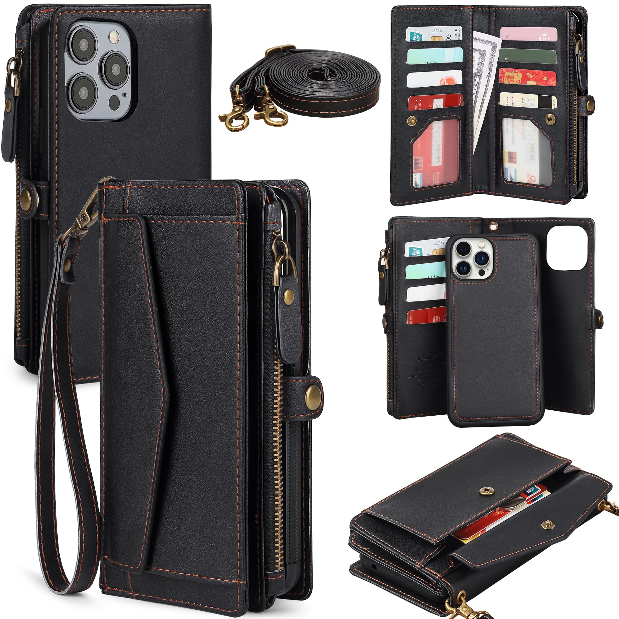 Compatible With IPhone 16 Pro 6.3" Wallet Case With RFID