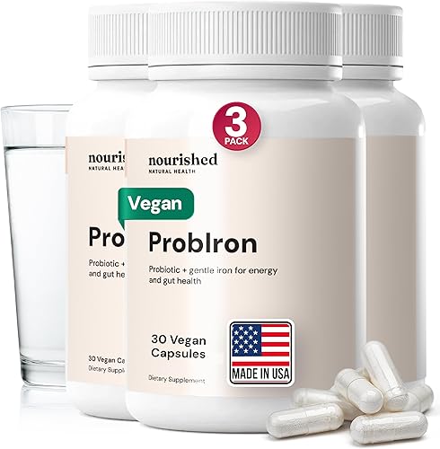 Miniatura 10 de Nourished Natural Health ProbIron - Suplemento probiótico + hierro para mujer potenciado con vitamina C y cobre, fórmula vegana para energía