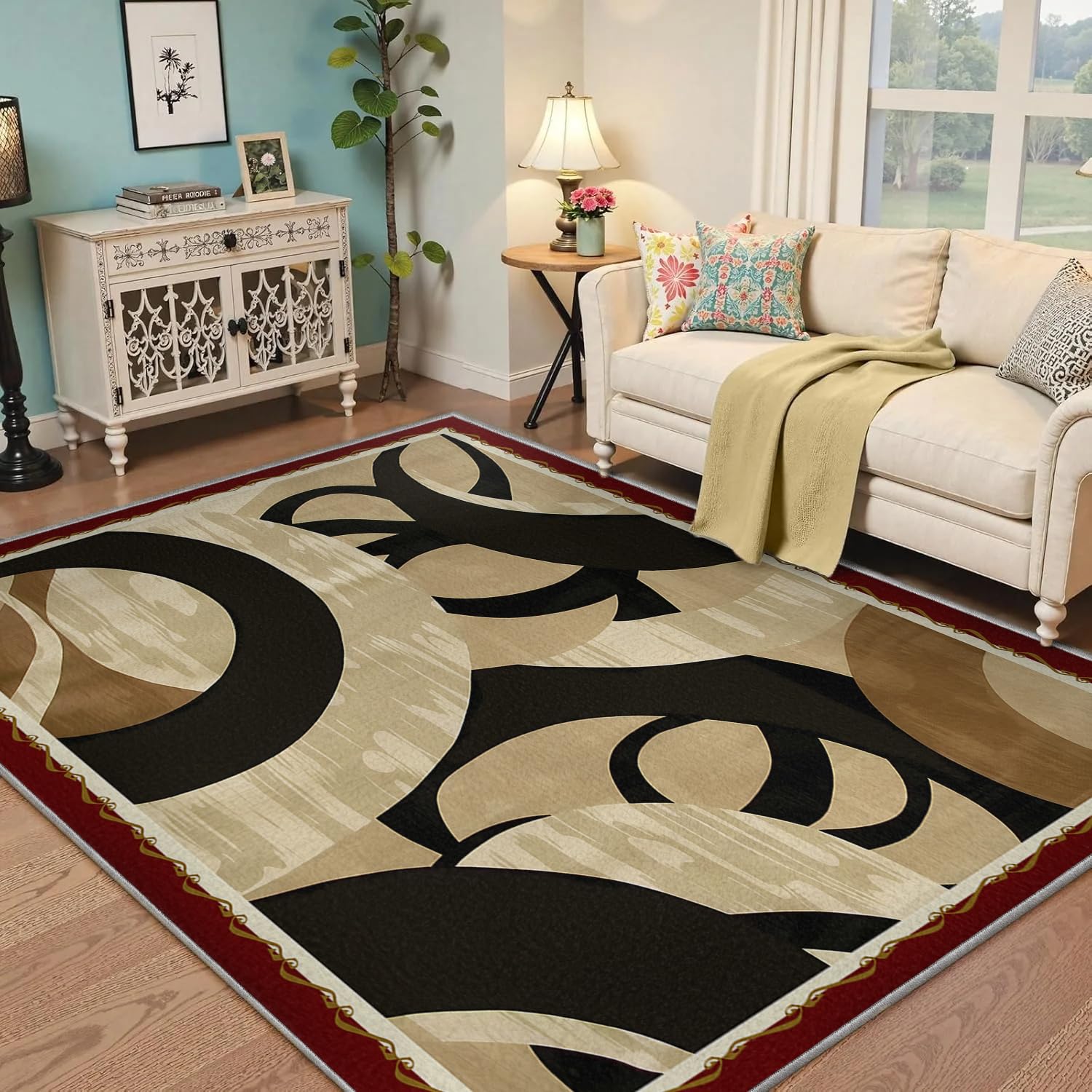 Tapis lavable bohémien doux de 180x210cm idéal pour la chambre de bébé