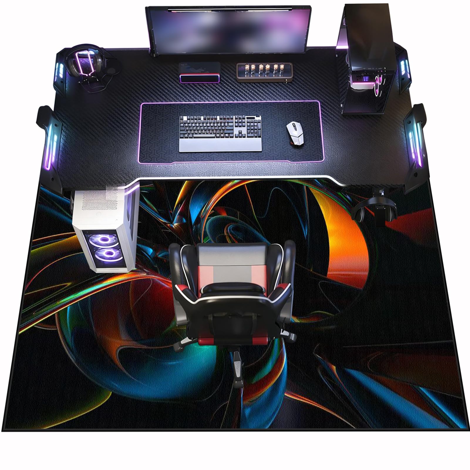Tapis Chaise de Bureau Gaming Antidérapant, 200 x 230 cm Tapis Protecteur de Sol pour fauteuils de Gaming, Tapis Protection de Sol Chaise Bureau, Tapis de Sol pour la Maison Bureau Chambre Salon