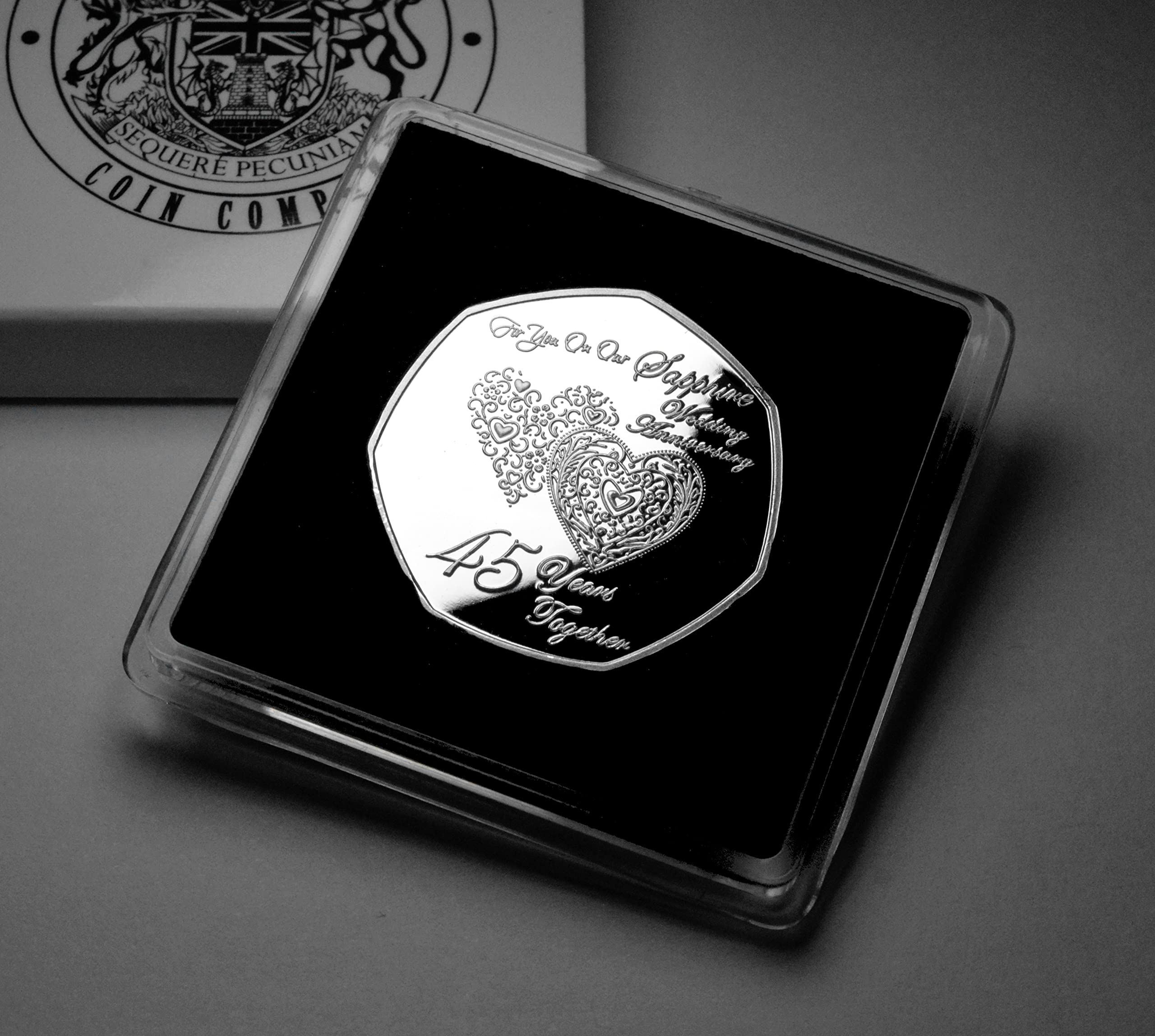 The Commemorative Coin Company For You On Our 45th Sapphire Wedding Anniversary Silver Commemorative. Gift/Presentation Case. Husband/Wife. 45 Years Partner/Gift/Present/Token. I Love You