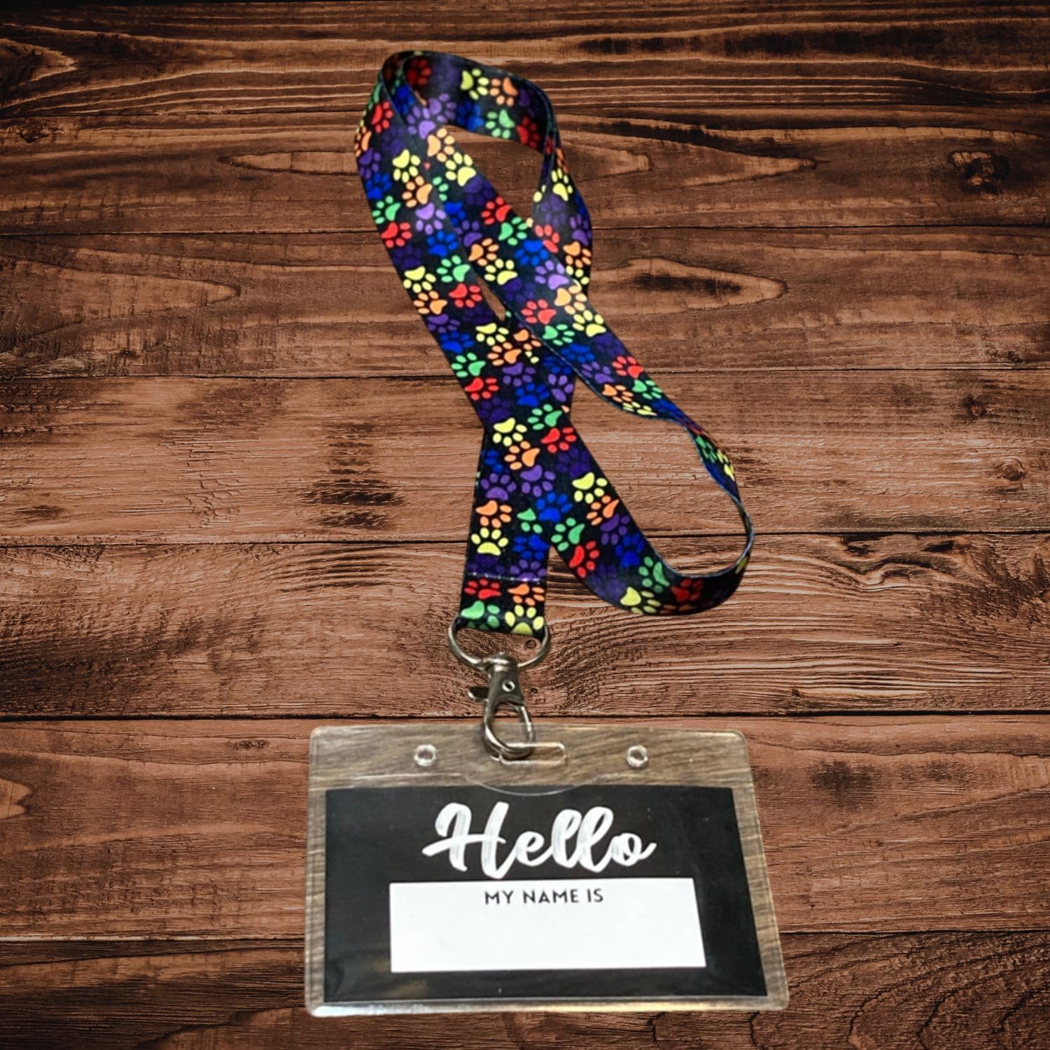 Rainbow Paw Print Lanyard Key Chain Id Badge Holders image 2