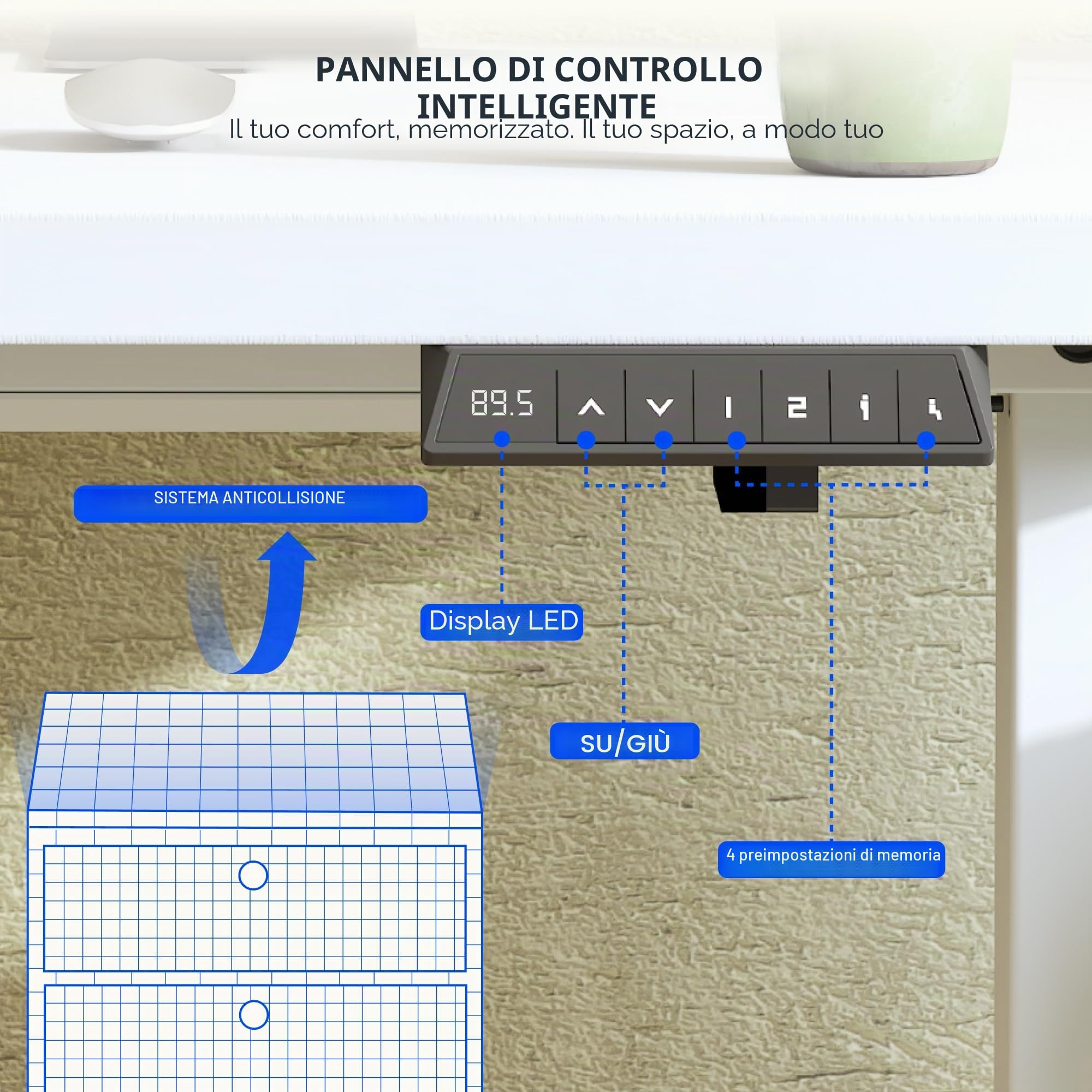 FLEXISPOT Basic - Scrivania seduta in piedi da scrivania elettrica regolabile in altezza, telaio in acciaio a 2 piani con potente motorepulsante, alto e basso, bianco