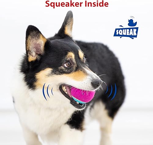 Miniatura 6 de Gigwi Pelota de tenis chirriante para perros, pelota interactiva para perros pequeños y medianos, juguete de goma colorido y de rebote alto de 2.5