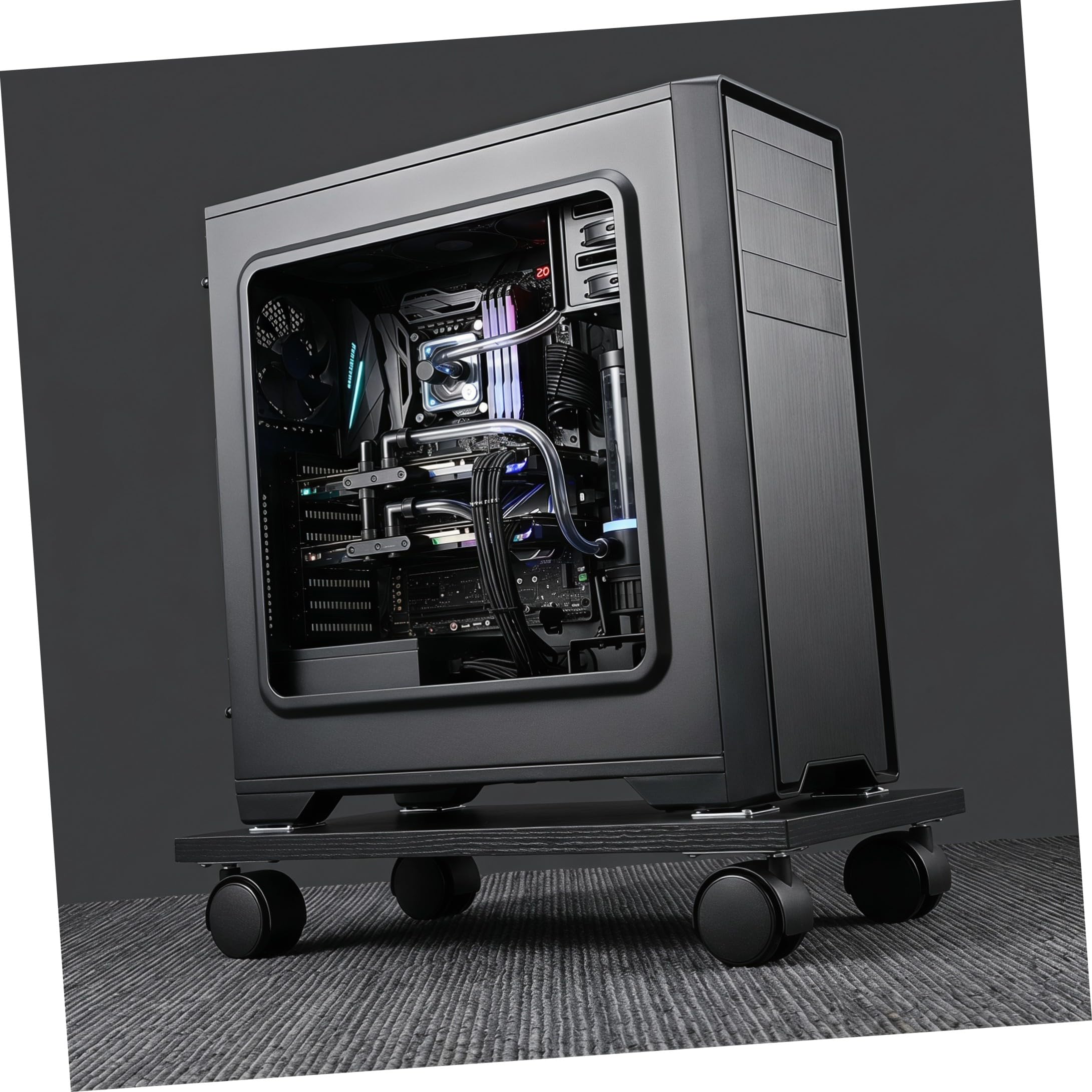 2 Pièces Chariot Mobile pour Tour PC en Bois avec roulettes