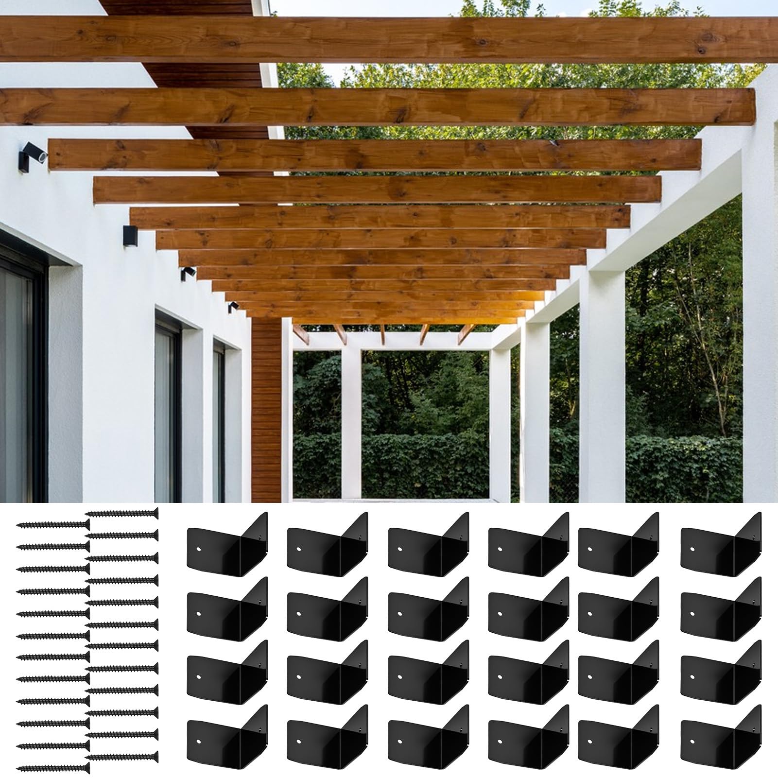 Collegamenti per Travi Fermagli a Clip per Travetti in Acciaio 12 Pezzi | Connettori per Tetti Nero Ferramenta Staffe per Travetti in Legno per Ringhiera Trave Soffitto Capanno Recinto Gazebo