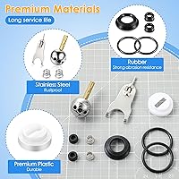 Vista 5 de Dreyoo Kit de reparación de grifo de un solo mango con válvulas de bola de acero inoxidable RP212 y manijas de perilla, compatible con grifos