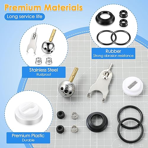 Miniatura 5 de Dreyoo Kit de reparación de grifo de un solo mango con válvulas de bola de acero inoxidable RP212 y manijas de perilla, compatible con grifos