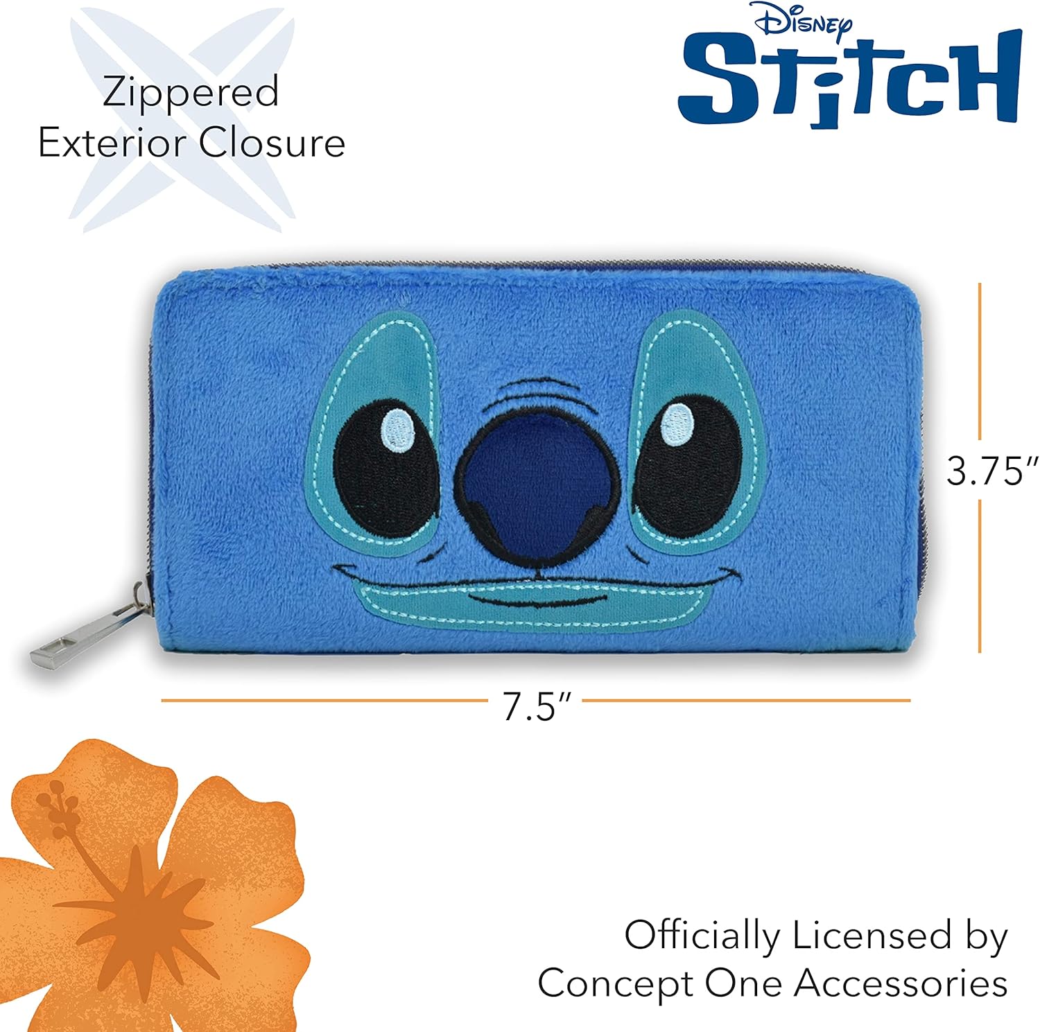 Concept One Disney Lilo and Stitch Wallet with Zipper, Zip Around Wallet Clutch - Image 5